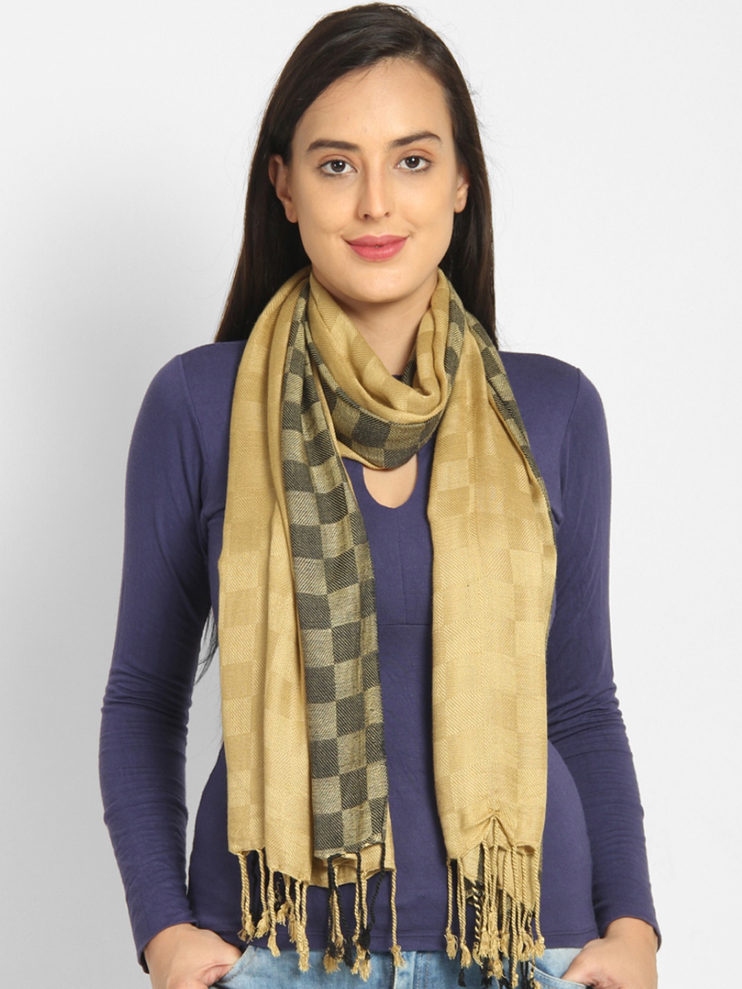 

Aditi Wasan Women Beige & Black Woven Design Stole