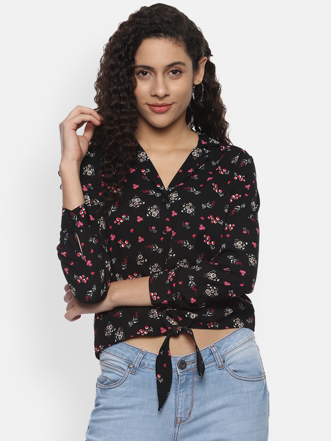 

People Women Black Regular Fit Printed Casual Shirt