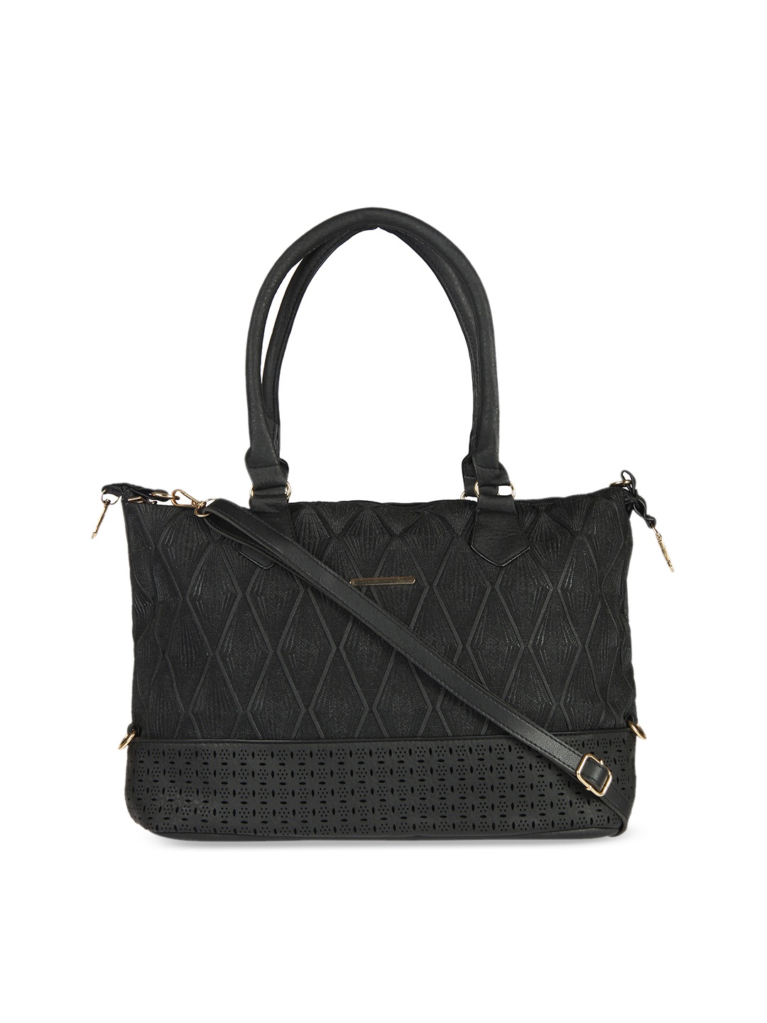 

red pout Black Textured Handheld Bag