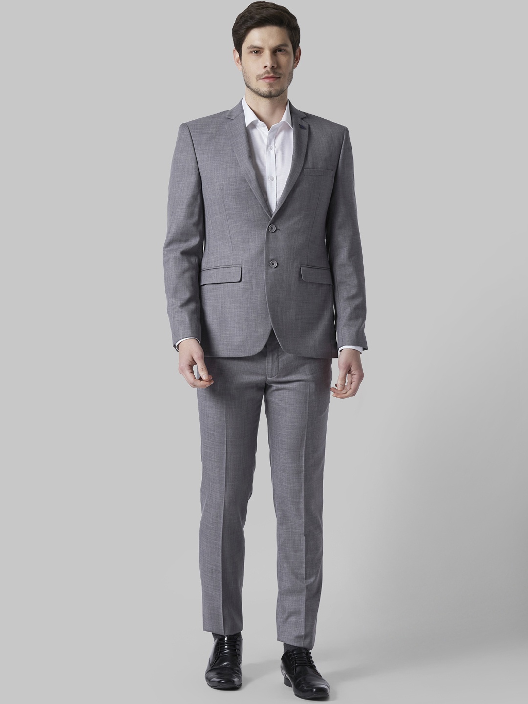 

Park Avenue Men Grey Solid Super Slim-Fit Formal Suit