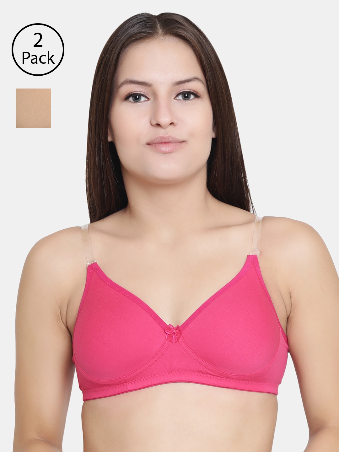

Floret Pack of 2 Solid Non-Wired Lightly Padded T-shirt Bras F20560, Magenta