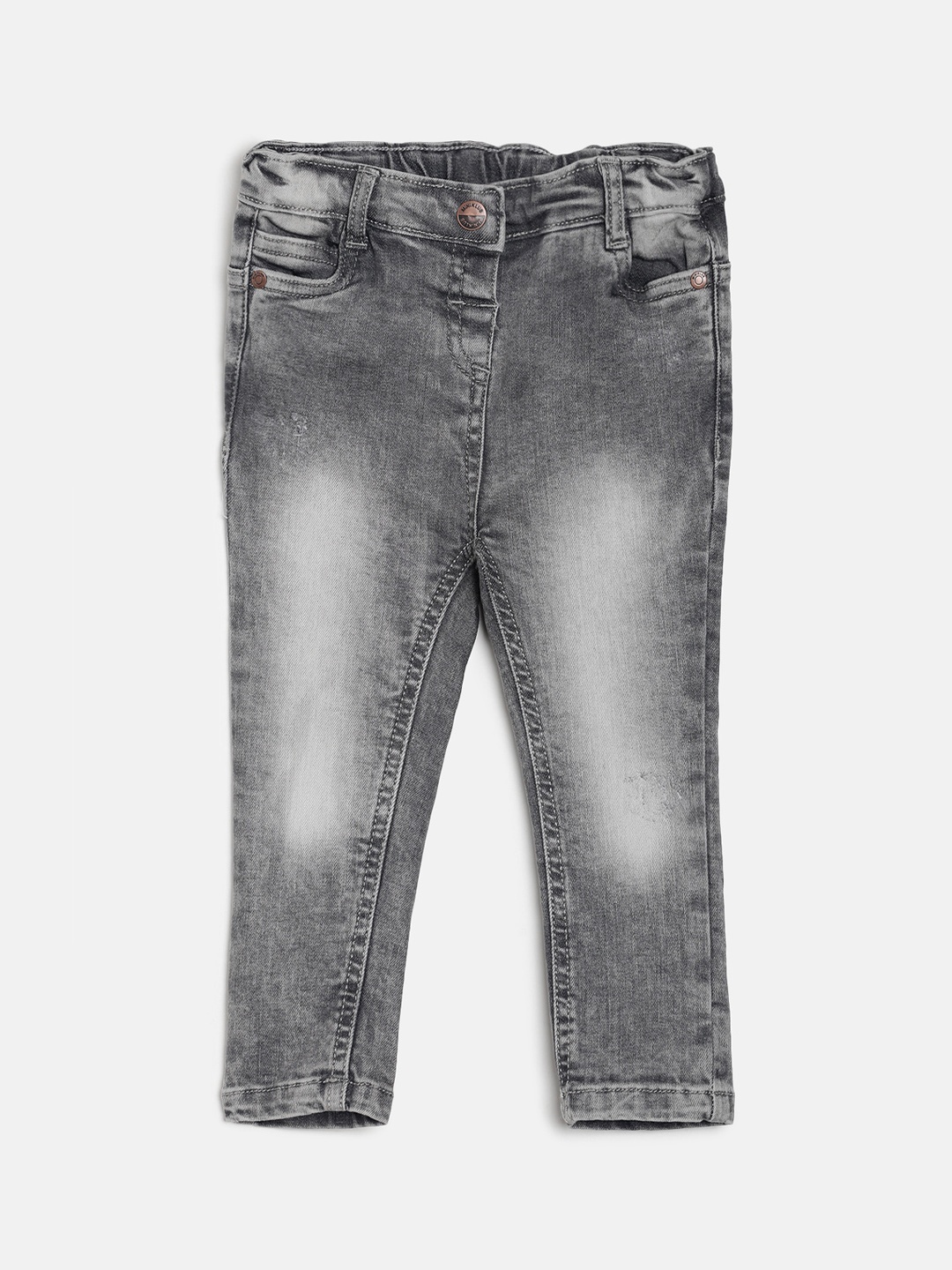 

MINI KLUB Girls Grey Regular Fit Mid-Rise Clean Look Stretchable Jeans