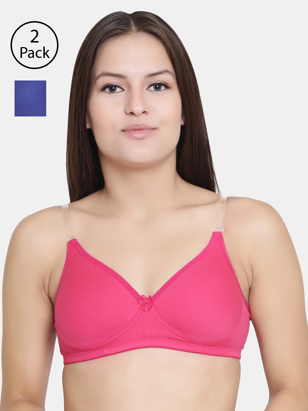 

Floret Women Pack of 2 Solid Non-Wired Lightly Padded T-shirt Bras F20560, Magenta