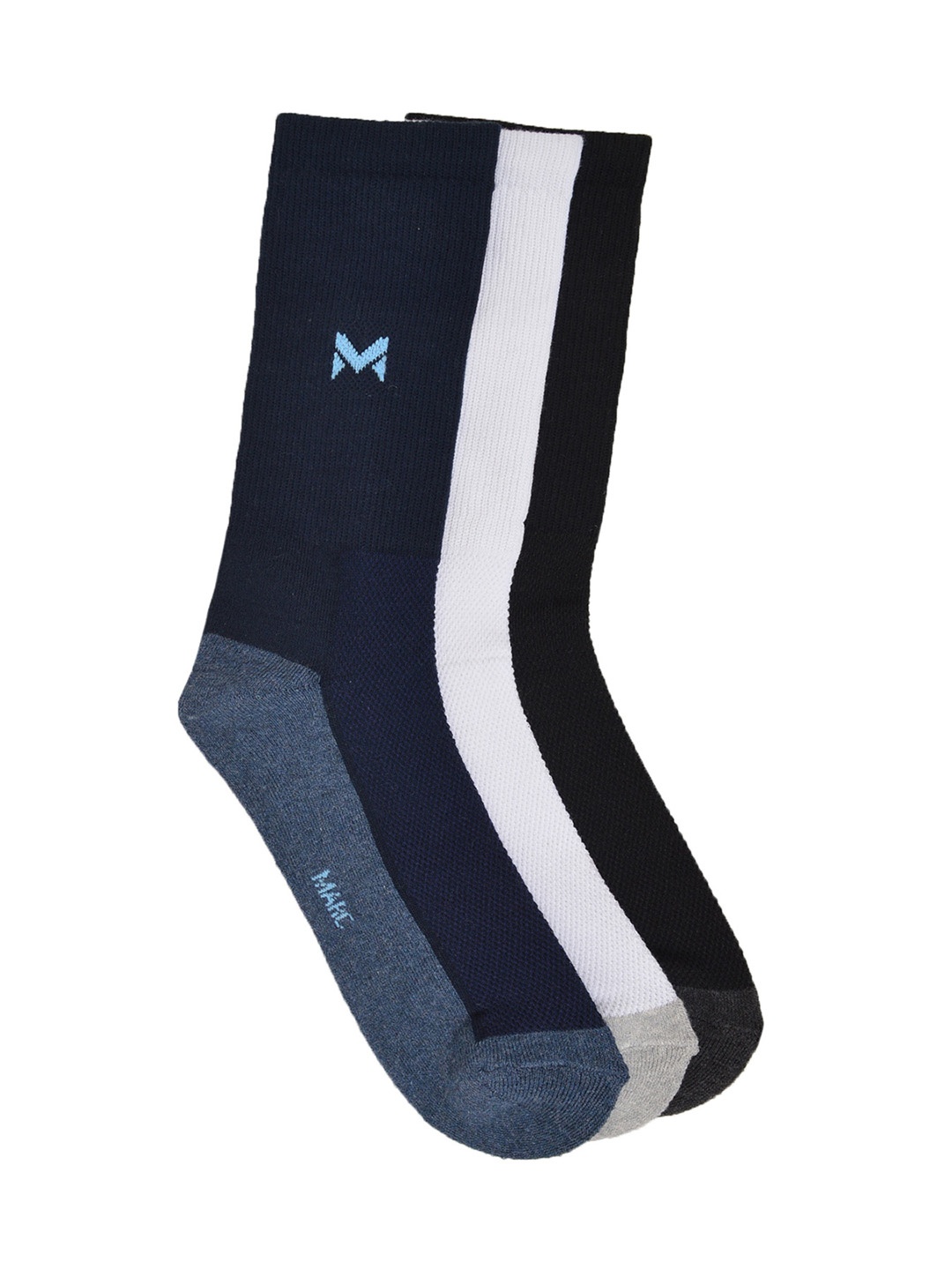 

MARC Men Pack Of 3 Solid Calf Length Socks, Black