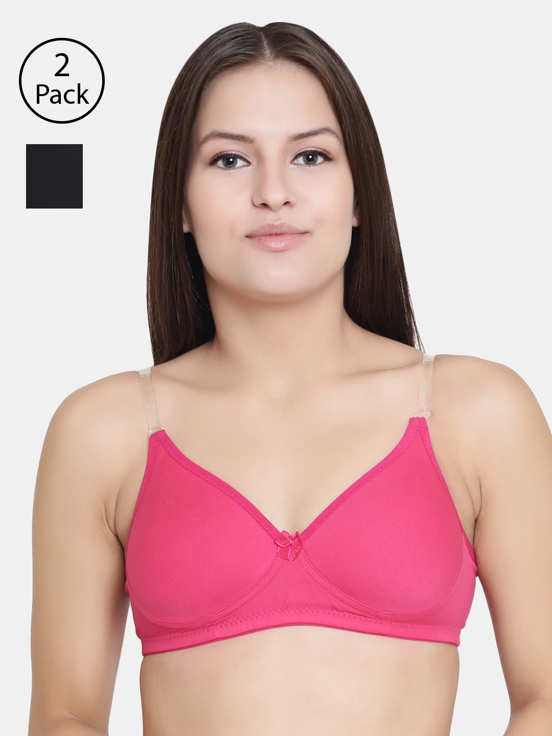 

Floret Women Pack of 2 Solid Non-Wired Lightly Padded T-shirt Bras F20560, Magenta