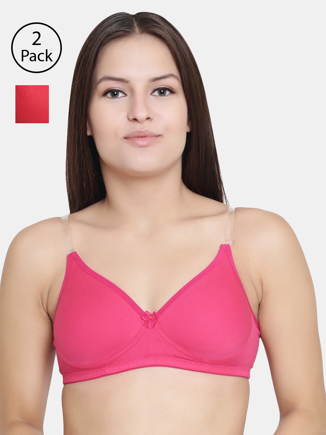 

Floret Women Pack of 2 Solid Non-Wired Lightly Padded T-shirt Bras F20560, Magenta
