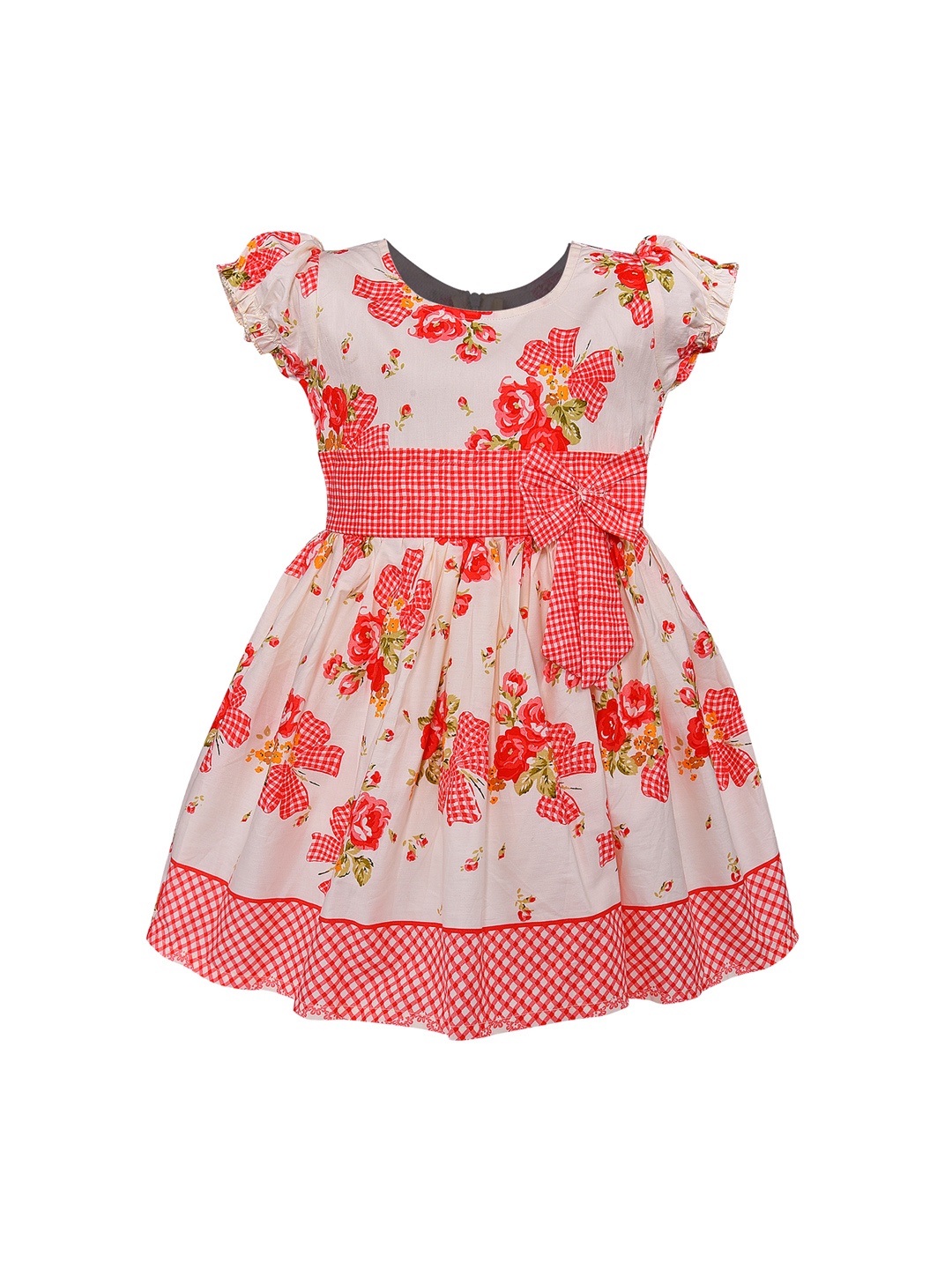 

Wish Karo Girls Red Floral Printed Fit and Flare Dress