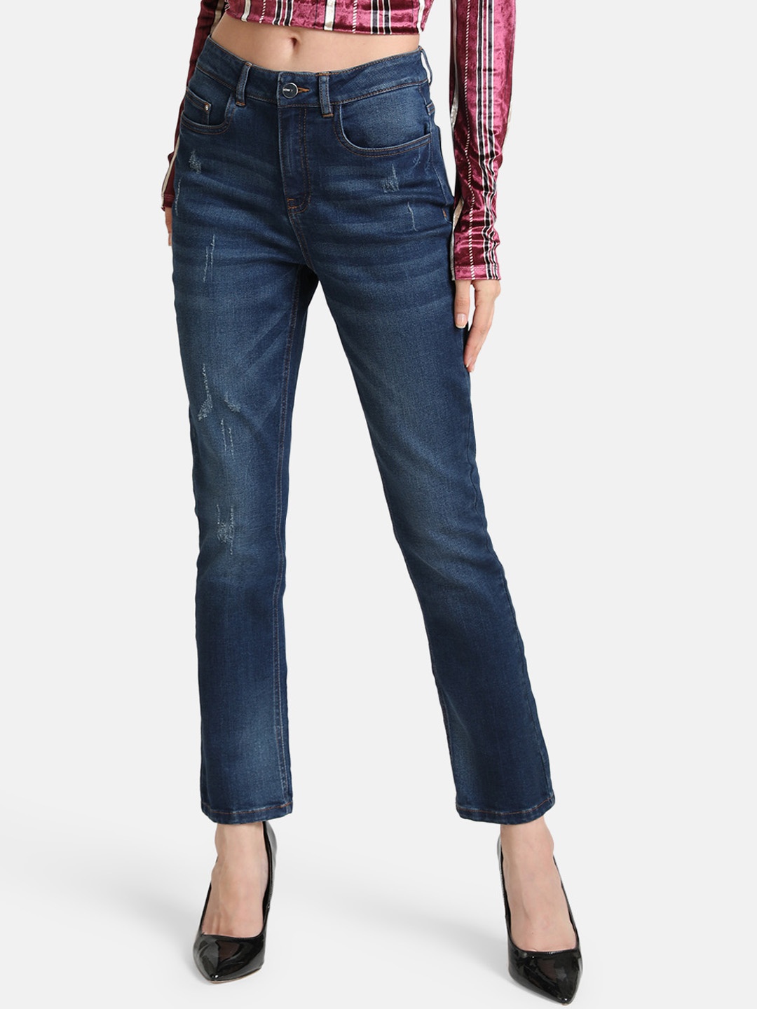 

Kazo Women Blue Straight Fit Mid-Rise Clean Look Jeans
