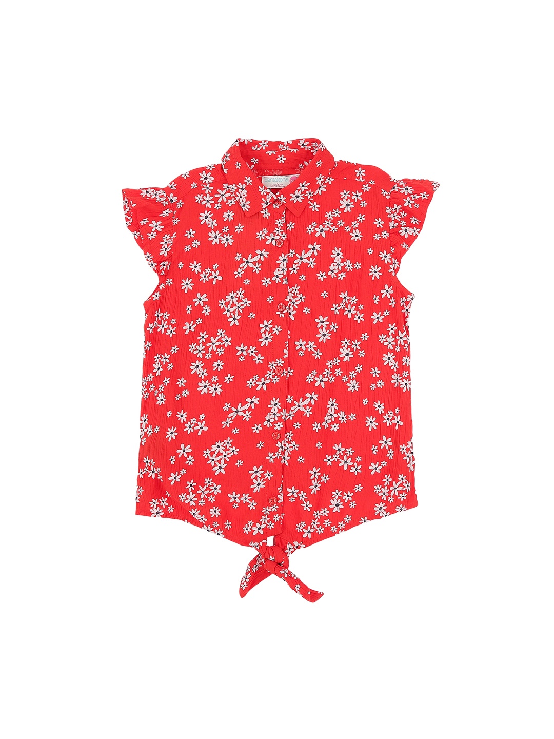 

Pantaloons Junior Girls Red & White Regular Fit Printed Casual Shirt