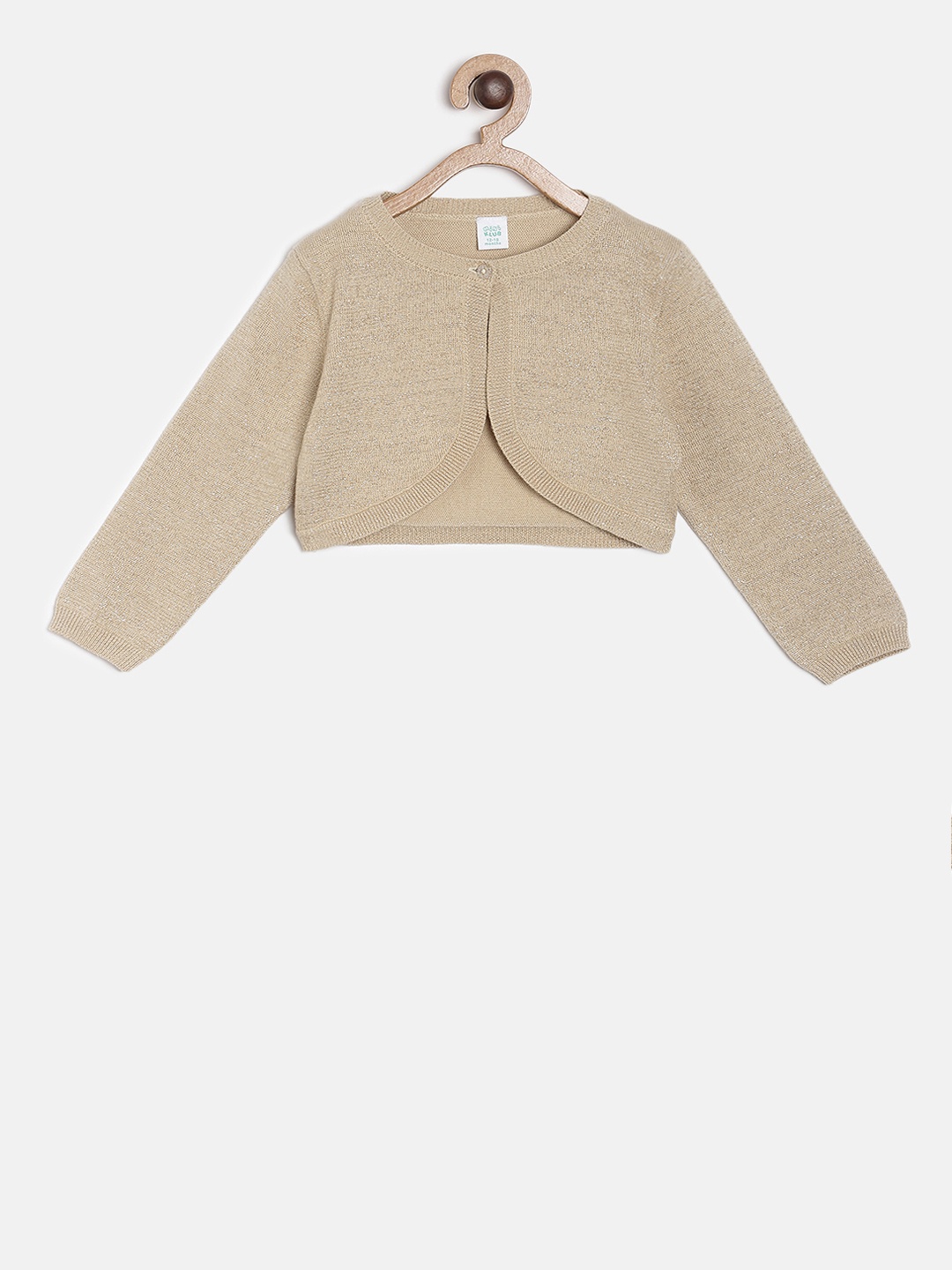 

MINI KLUB Girls Beige Solid Button Shrug