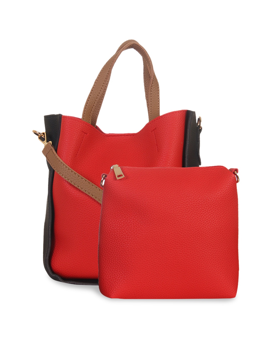 

red pout Red & Black Colourblocked Tote Bag
