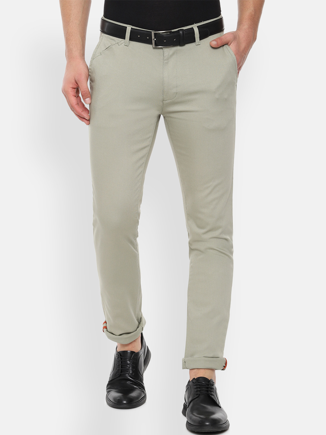 

V Dot Men Khaki Slim Fit Solid Regular Trousers
