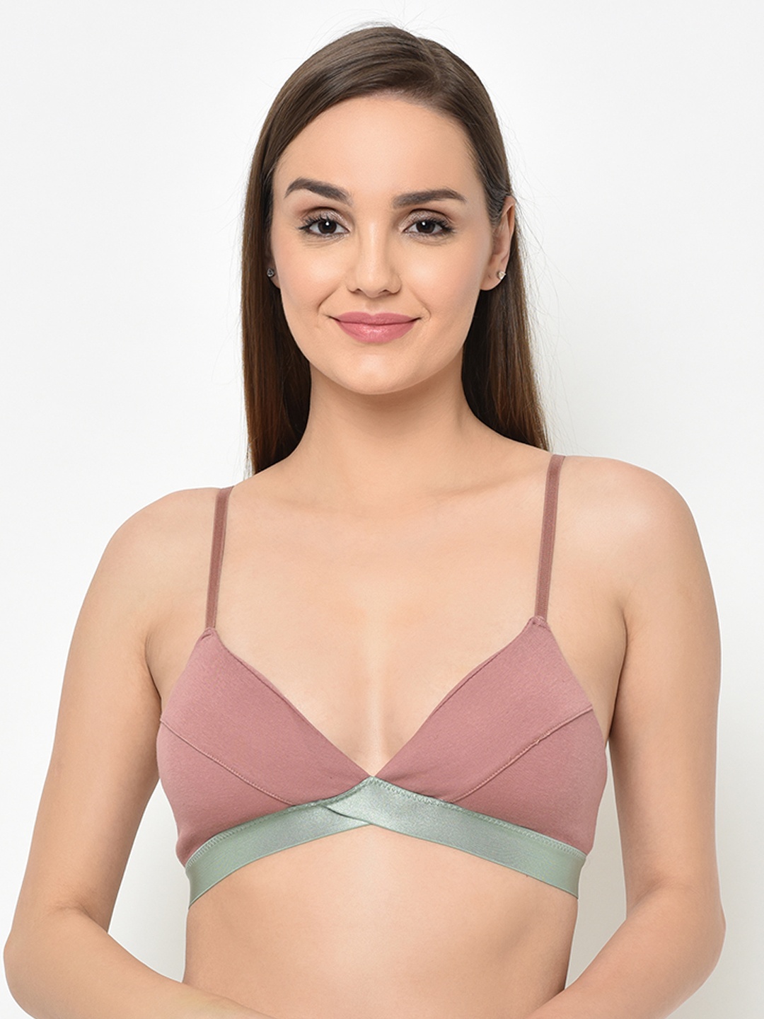 

Da Intimo Mauve Solid Lightly Padded Non-Wired Bralette Bra DI-1248