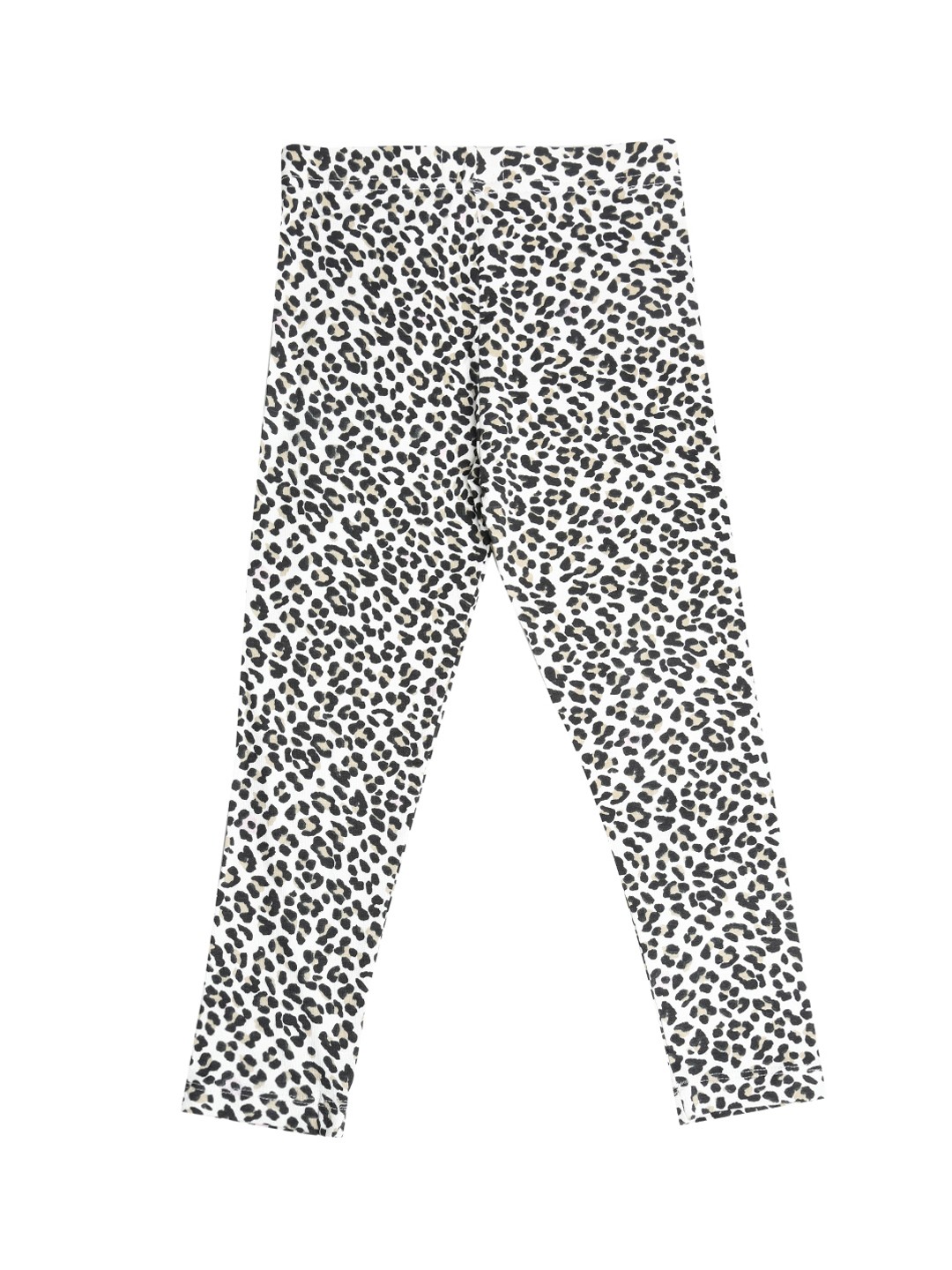 De Moza Girls White & Black Printed Ankle-Length Leggings