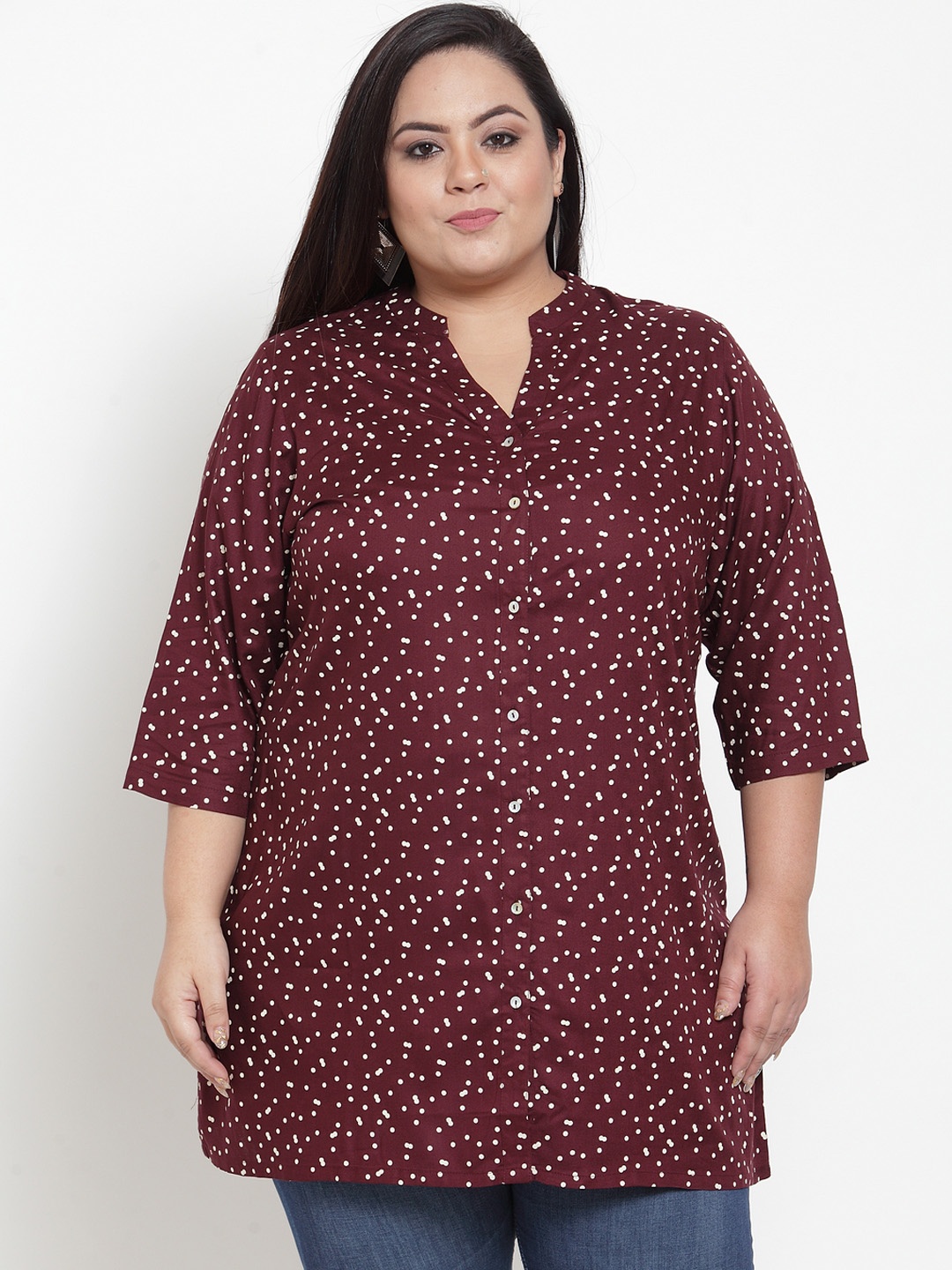 

plusS Women Maroon Printed Tunic