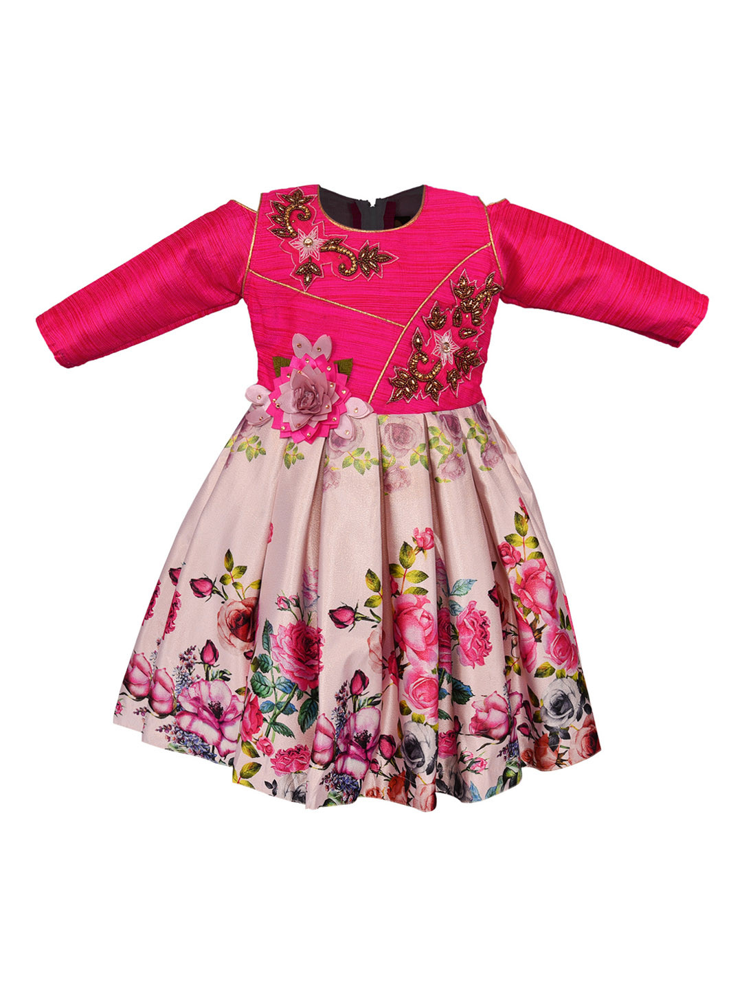 

Wish Karo Girls Pink Printed Fit and Flare Dress