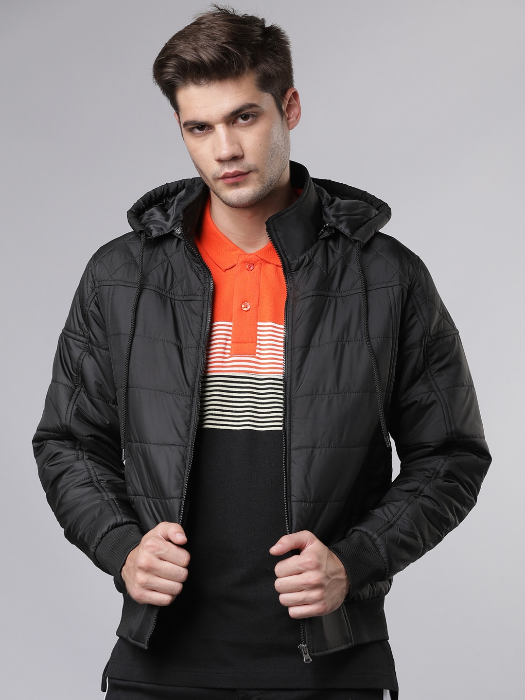 

LOCOMOTIVE Men Black Solid Puffer Jacket