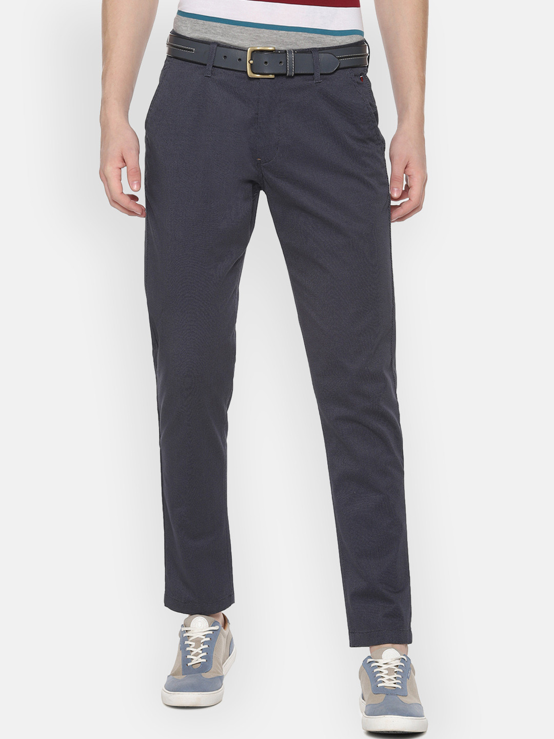 

Louis Philippe Sport Men Navy Blue Slim Fit Self Design Regular Trousers