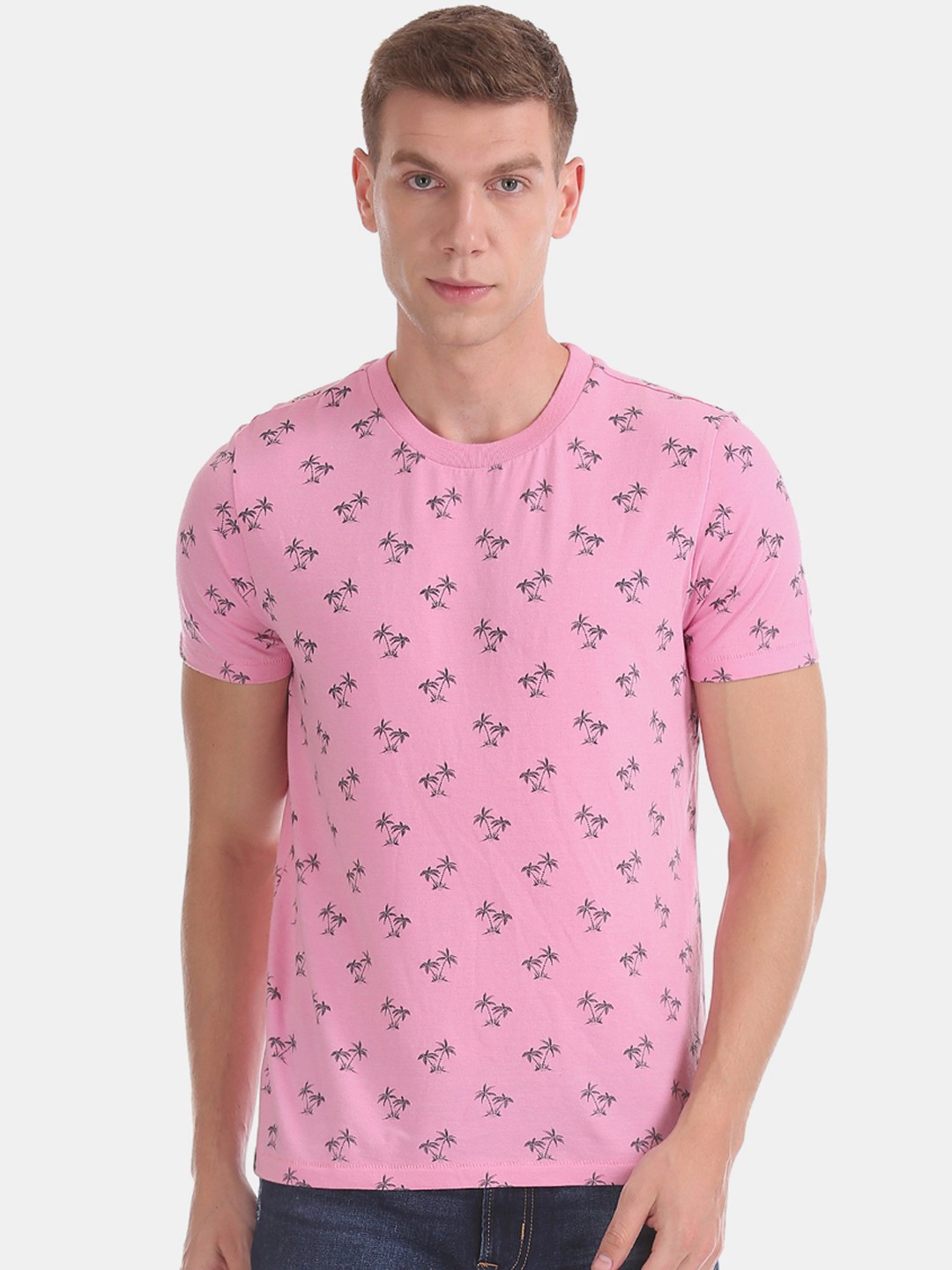 

Aeropostale Men Pink Printed Round Neck T-shirt
