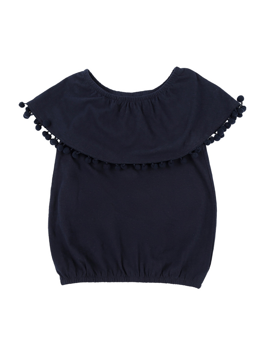 

Pantaloons Junior Girls Navy Blue Solid Round Neck Pure Cotton T-shirt