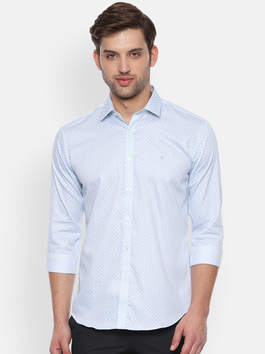 

V Dot Men Blue Slim Fit Printed Casual Shirt