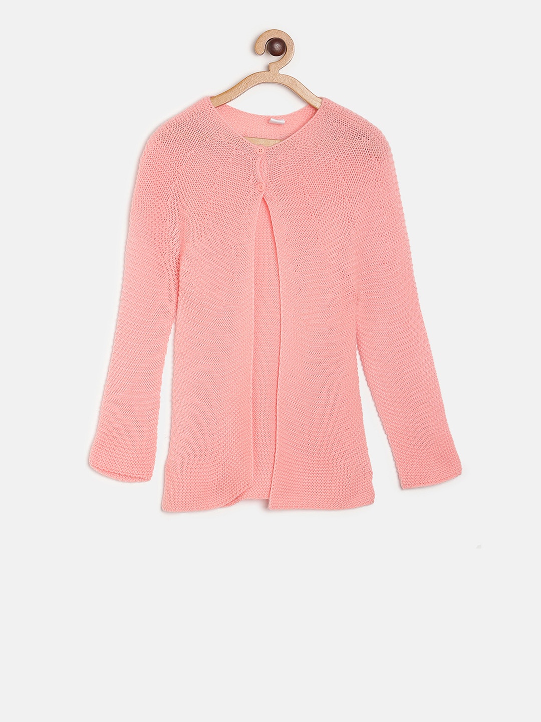 

MINI KLUB Girls Pink Solid Front-Open Sweater