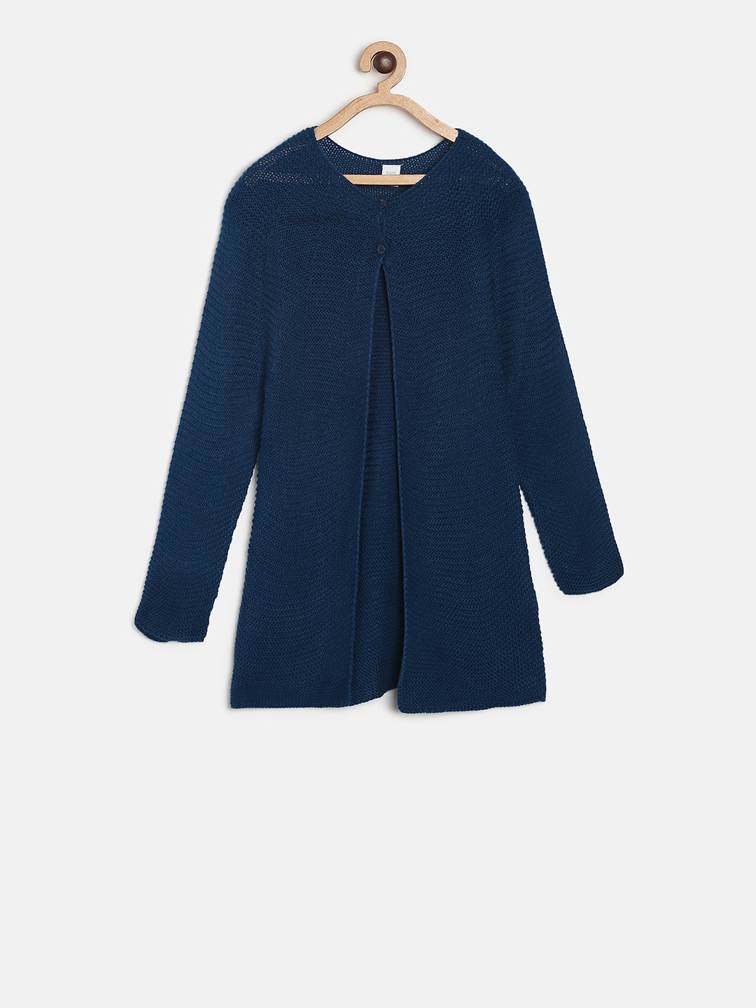 

MINI KLUB Girls Navy Blue Solid Front-Open Sweater