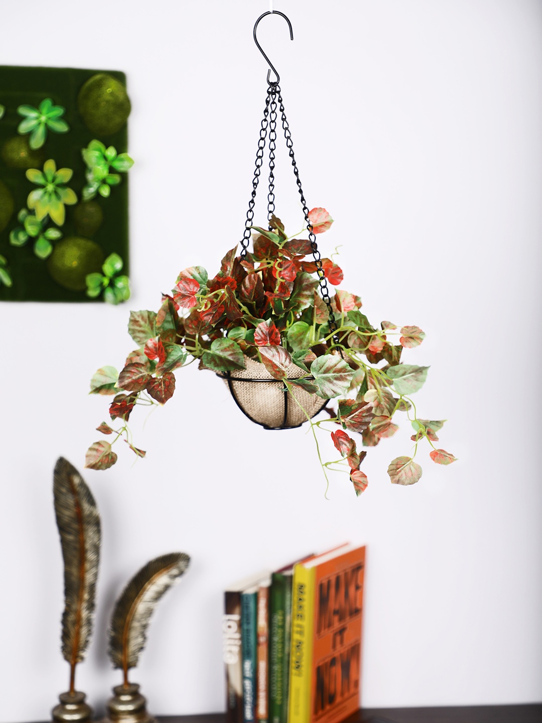

PolliNation Red Hanging Artificial Coleus Creeper With Pot
