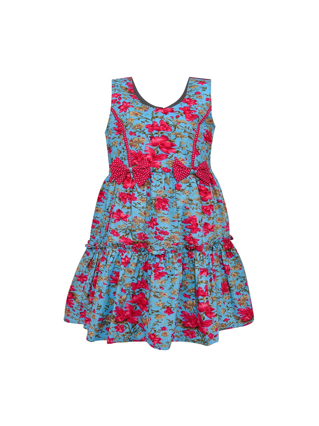 

Wish Karo Girls Blue Printed Fit and Flare Dress