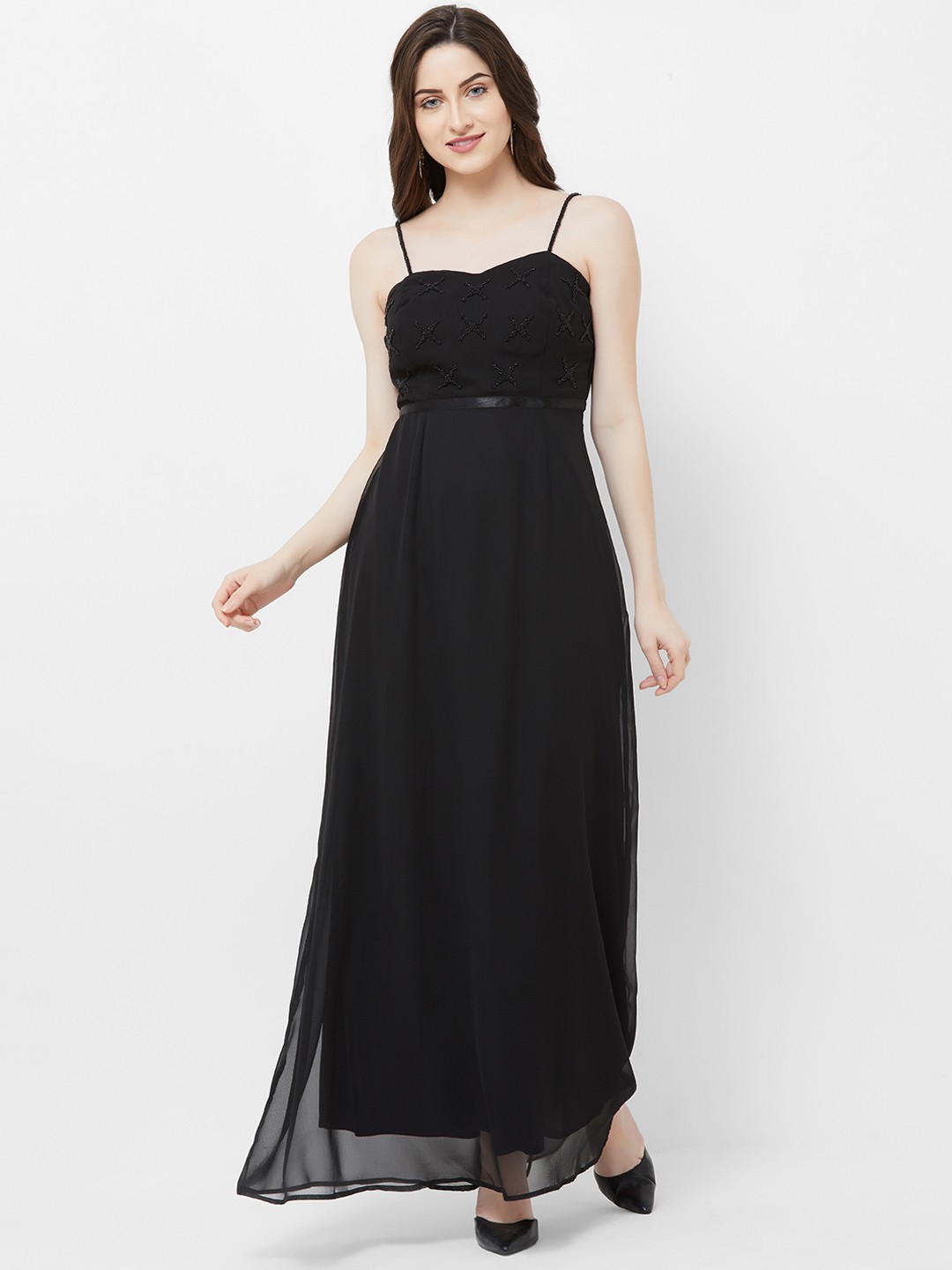 

MISH Women Black Embellished Maxi Dress