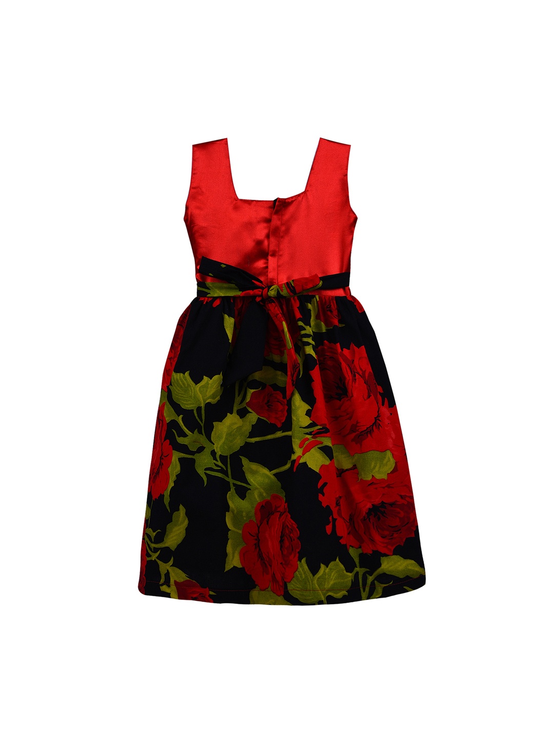 

Wish Karo Girls Red & Black Printed Fit and Flare Dress