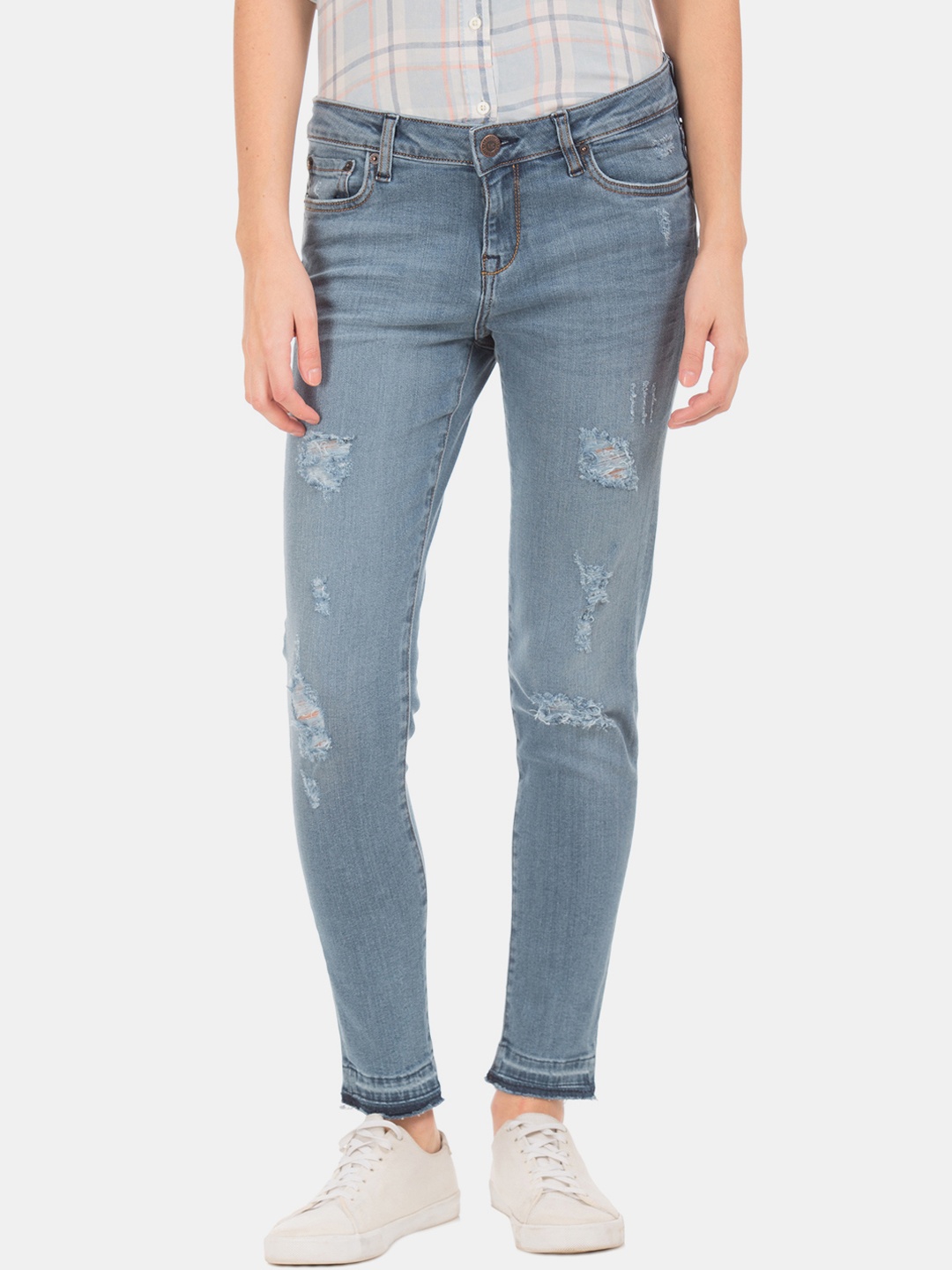 

Aeropostale Women Blue Slim Fit Low-Rise Mildly Distressed Stretchable Jeans