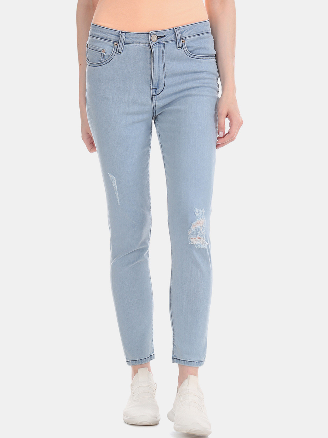 

Aeropostale Women Blue Slim Fit Mid-Rise Mildly Distressed Stretchable Jeans