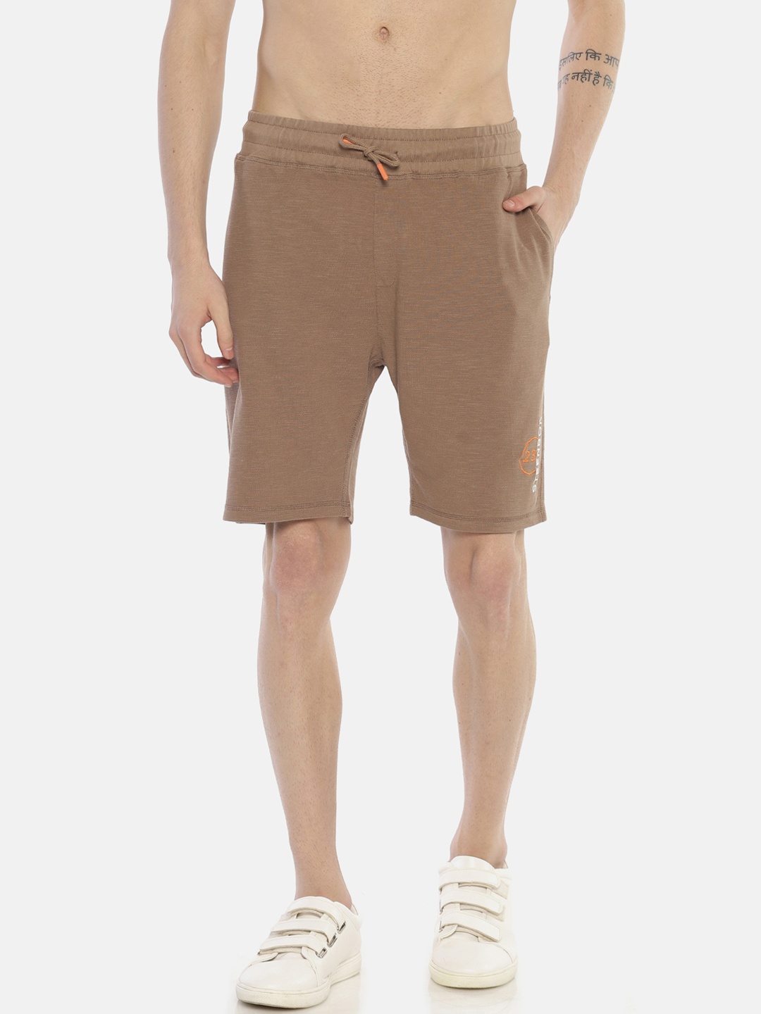 

Steenbok Men Khaki Solid Regular Shorts