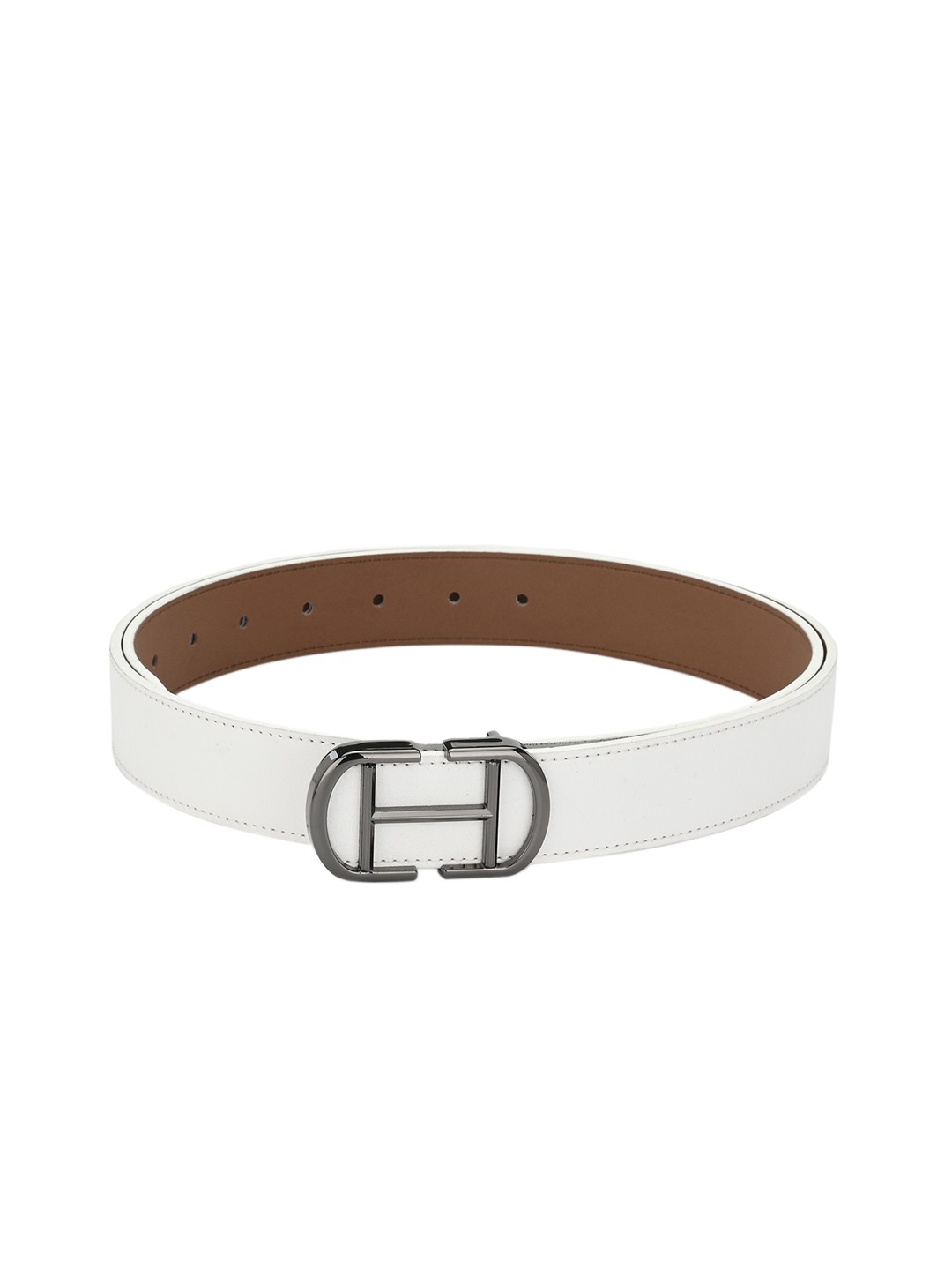 

Calvadoss Women White Solid Leather Belt