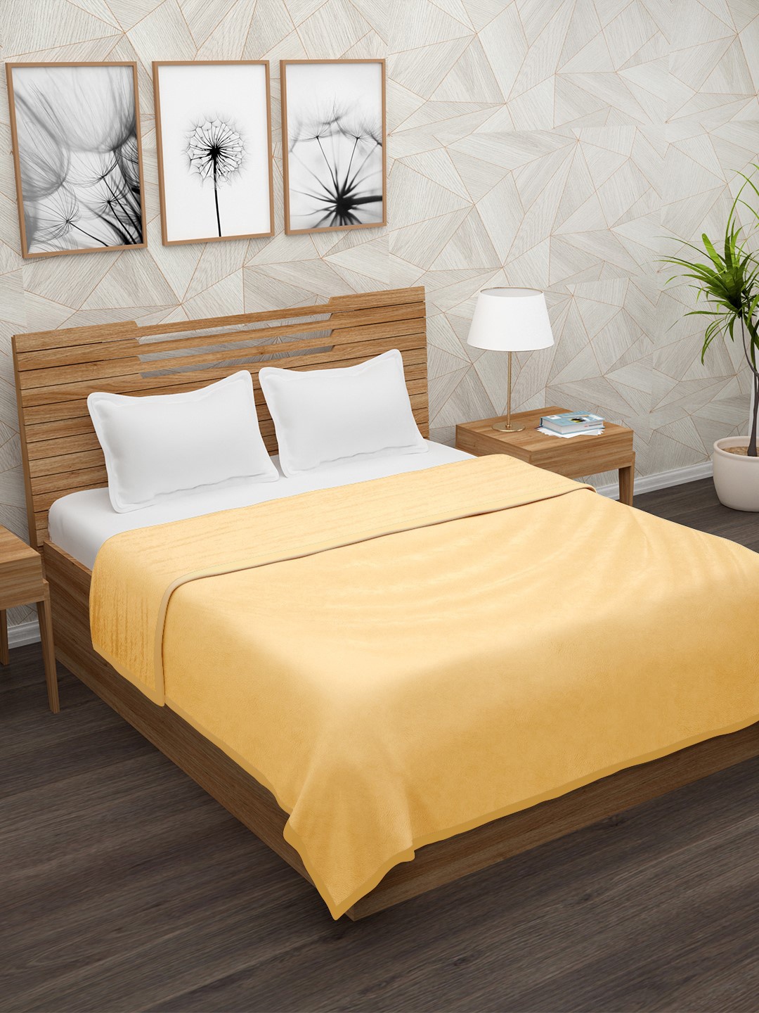 

Story@home Yellow Solid AC Room 400 GSM Double Bed Blanket