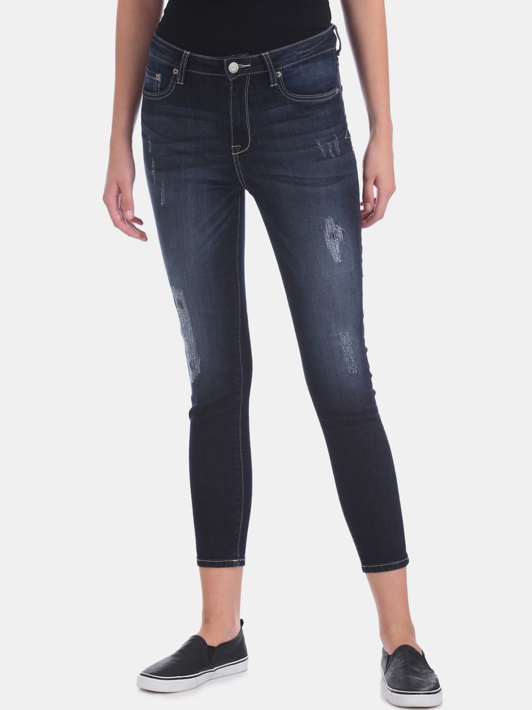 

Aeropostale Women Blue Slim Fit Mid-Rise Mildly Distressed Stretchable Jeans