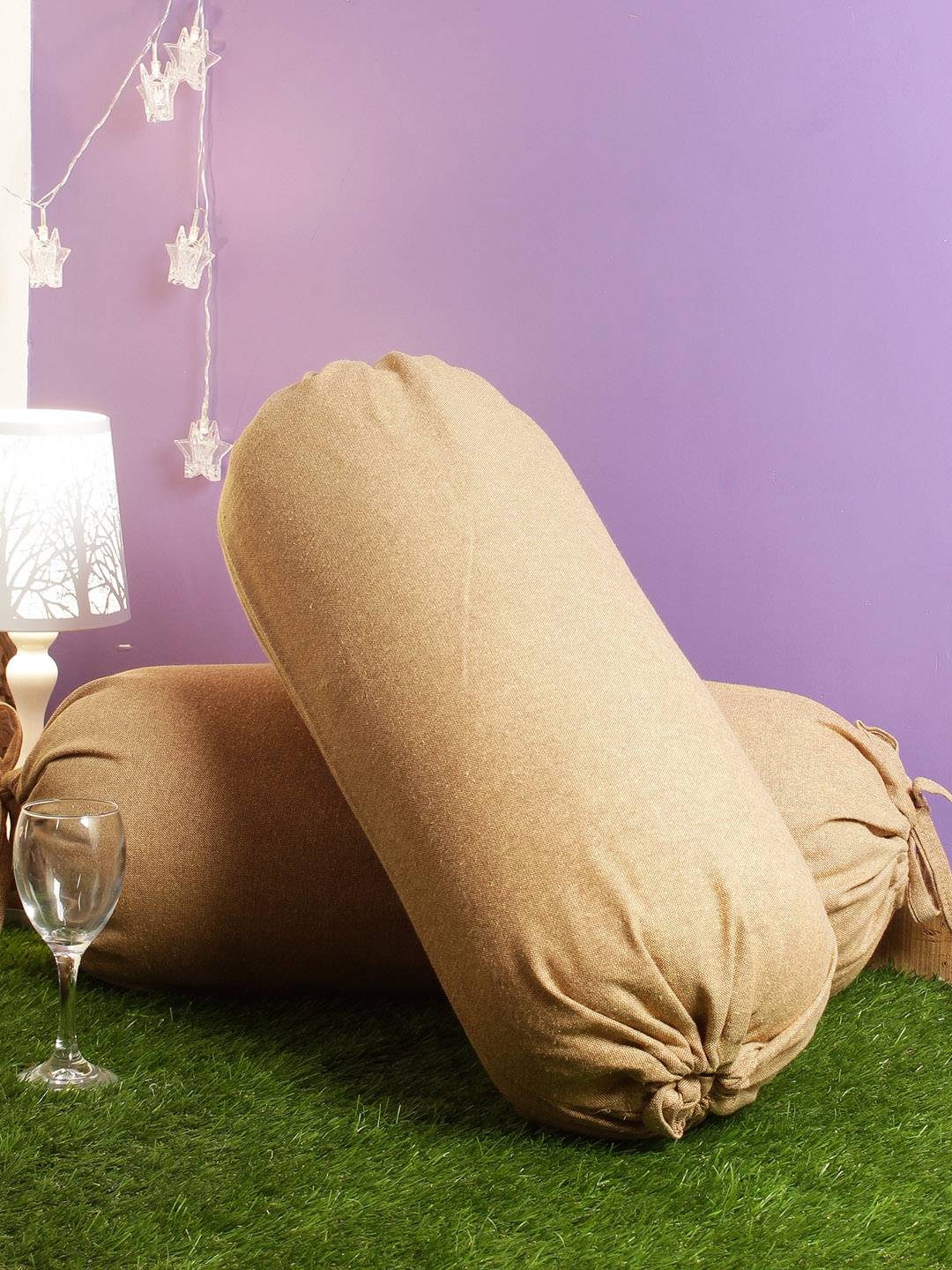 

Soumya Set of 2 Beige Solid Bolster Covers