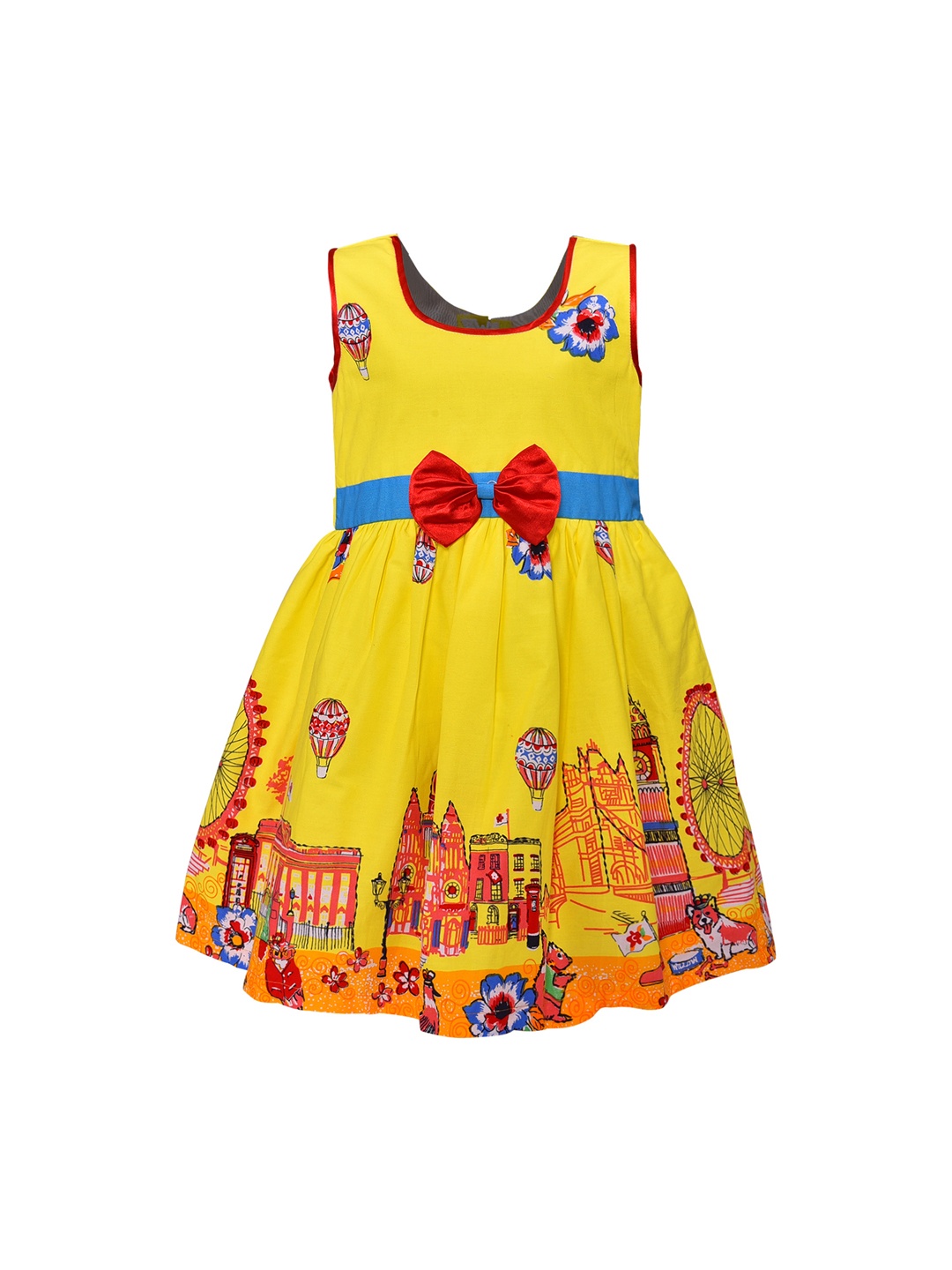 

Wish Karo Girls Yellow & Red Printed Fit and Flare Dress