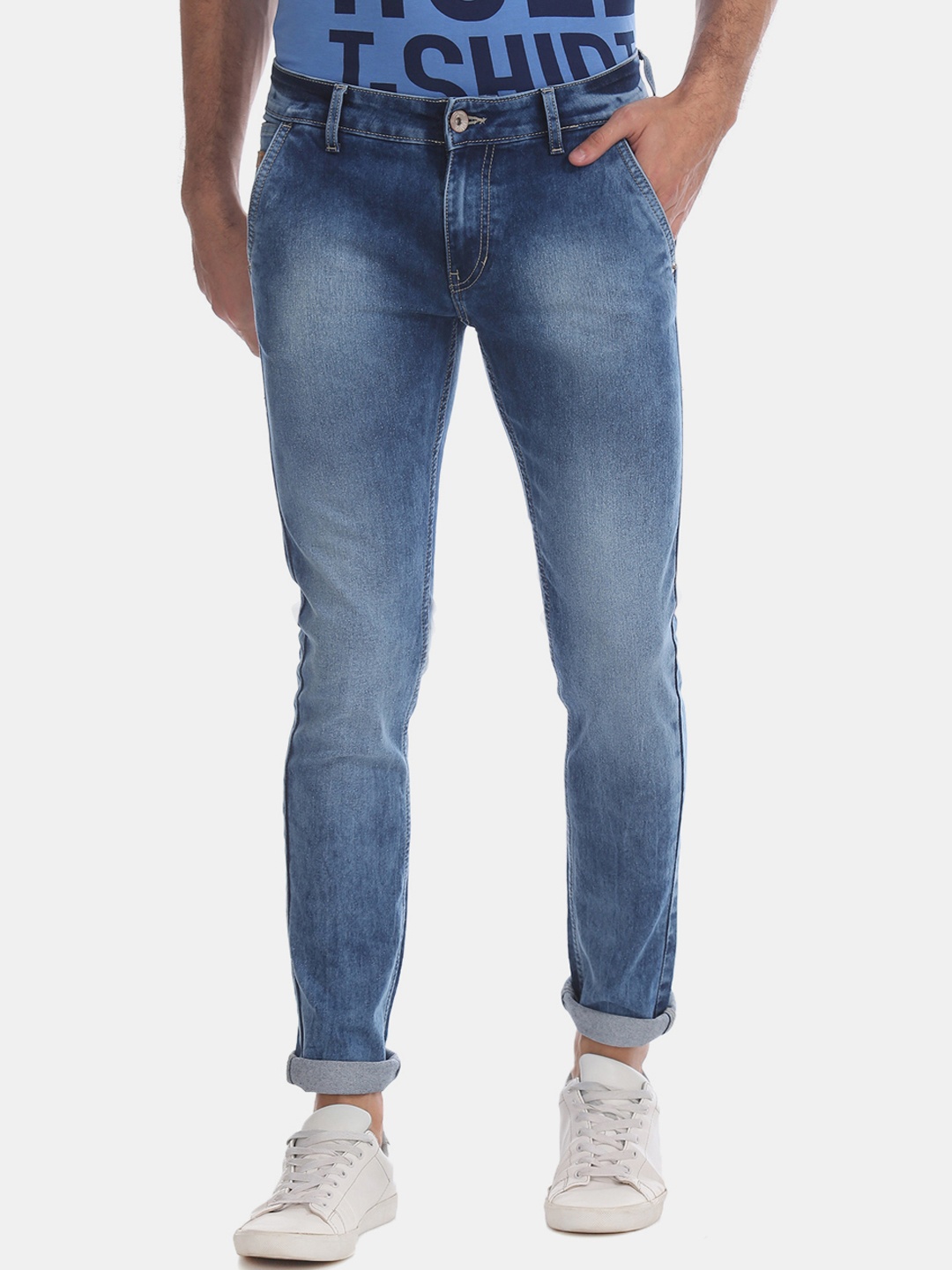 

Flying Machine Men Blue Skinny Fit Low-Rise Clean Look Stretchable Jeans