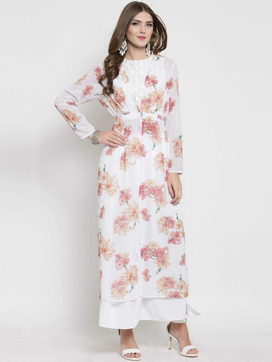 

Sera Women Off-White Printed Open Front Shrug