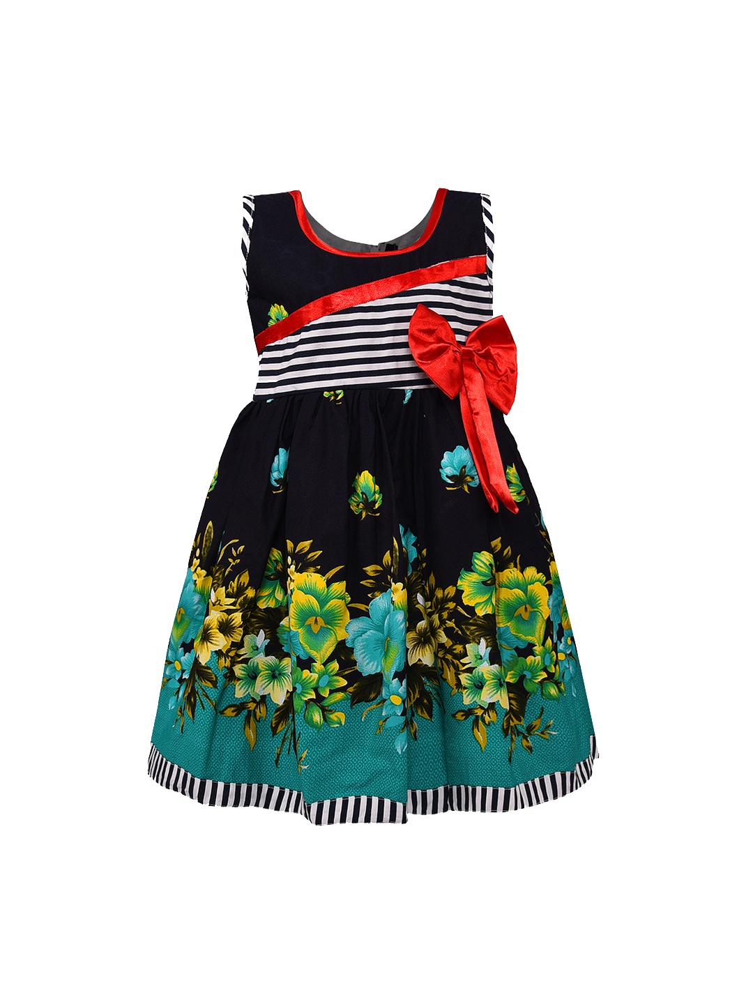 

Wish Karo Girls Green Printed Fit and Flare Dress