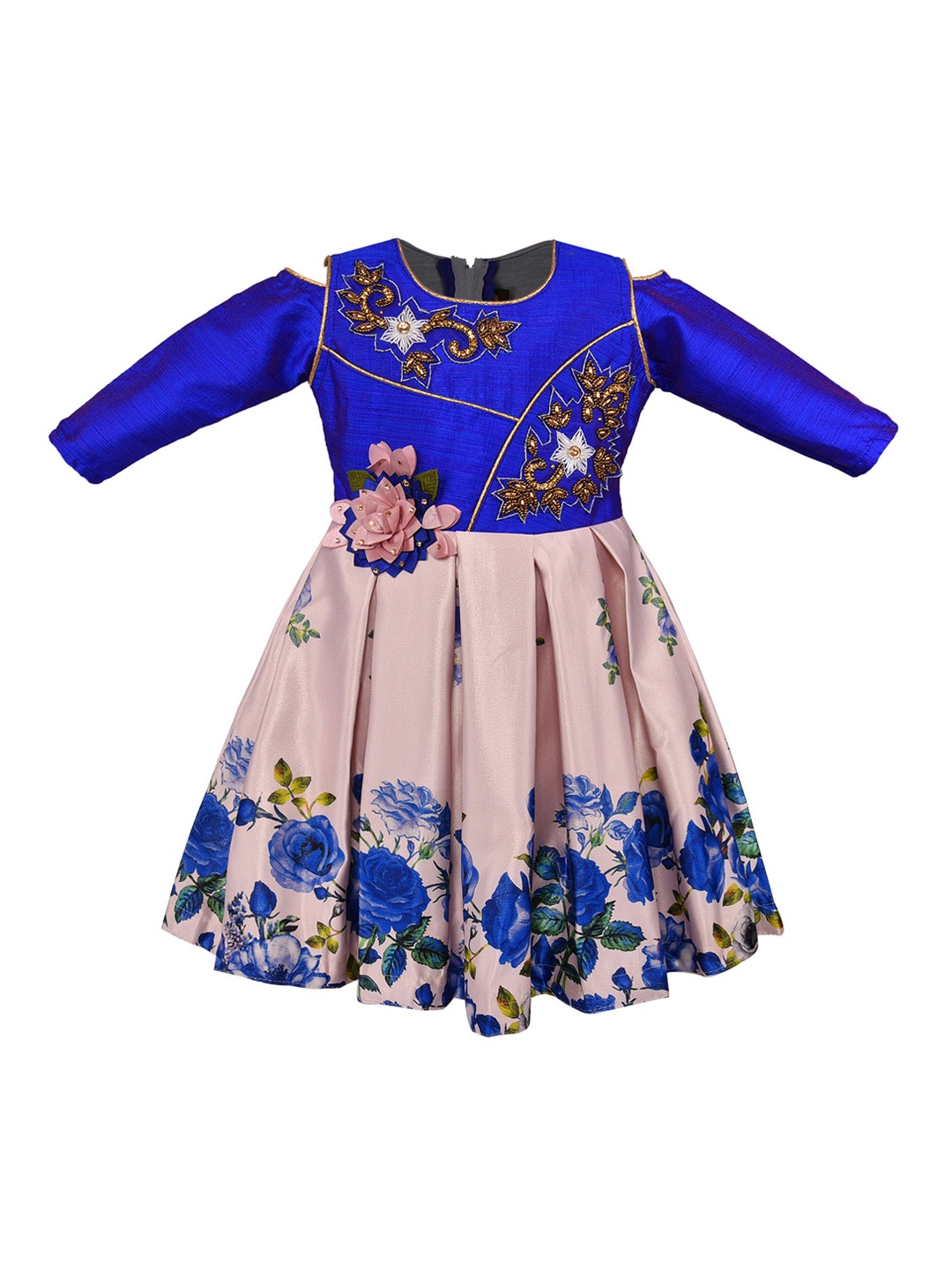 

Wish Karo Girls Blue Printed Fit and Flare Dress