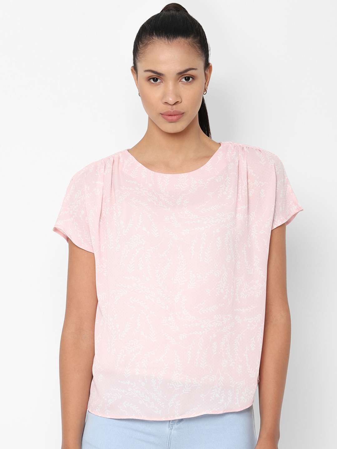 

Allen Solly Woman Pink & White Printed Top
