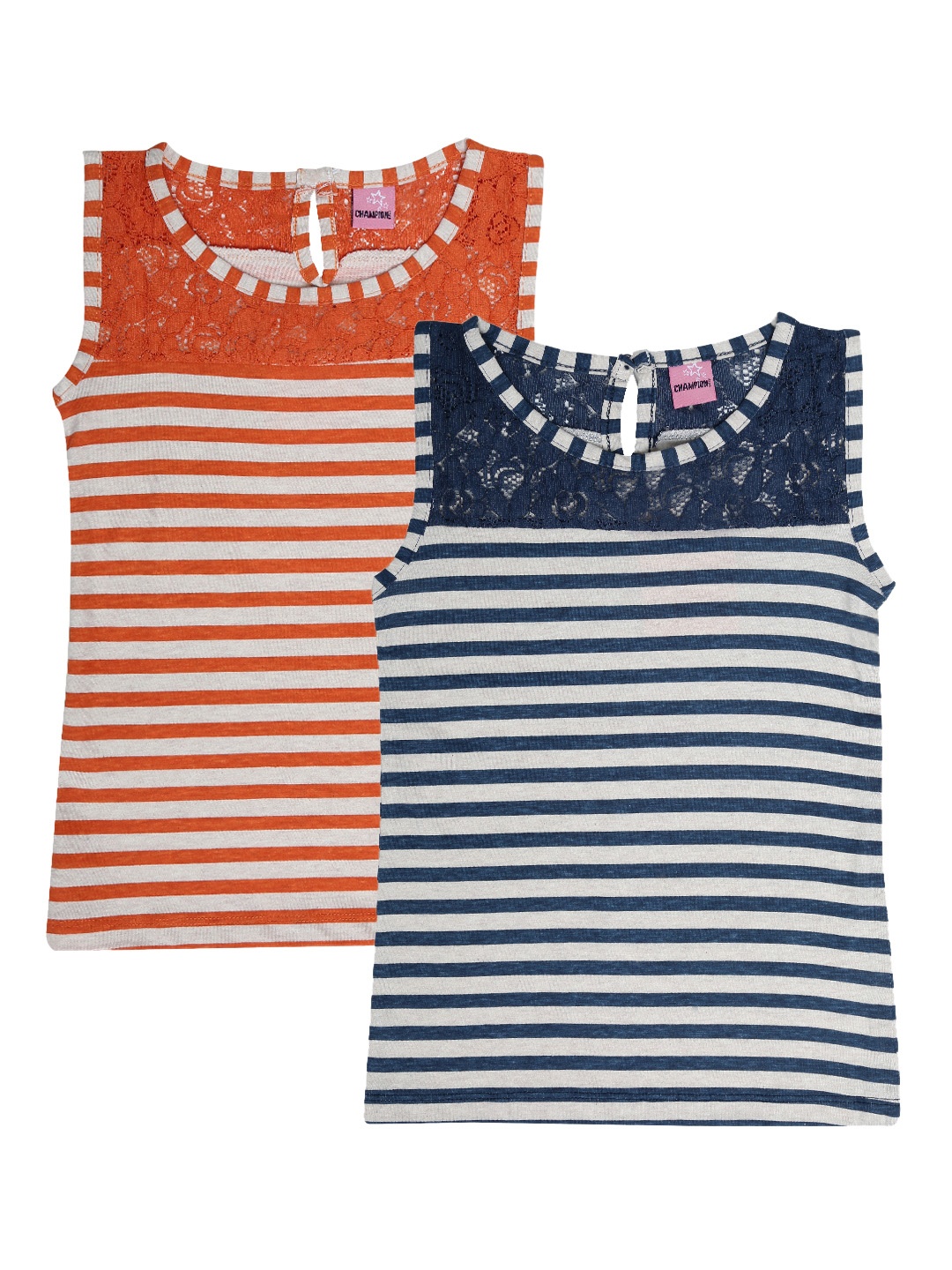 

Dollar Champion Kidswear Girls Pack Of 2 Striped Top, Off white