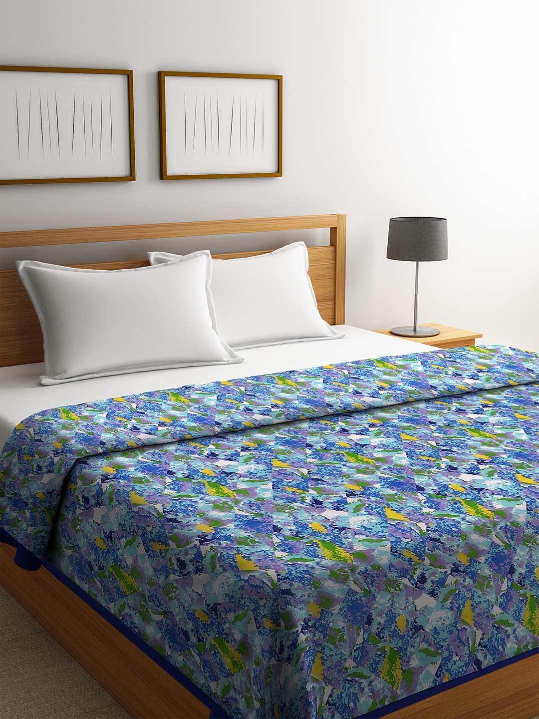 

ROMEE Blue & Purple Abstract AC Room 300 GSM Double Bed Dohar