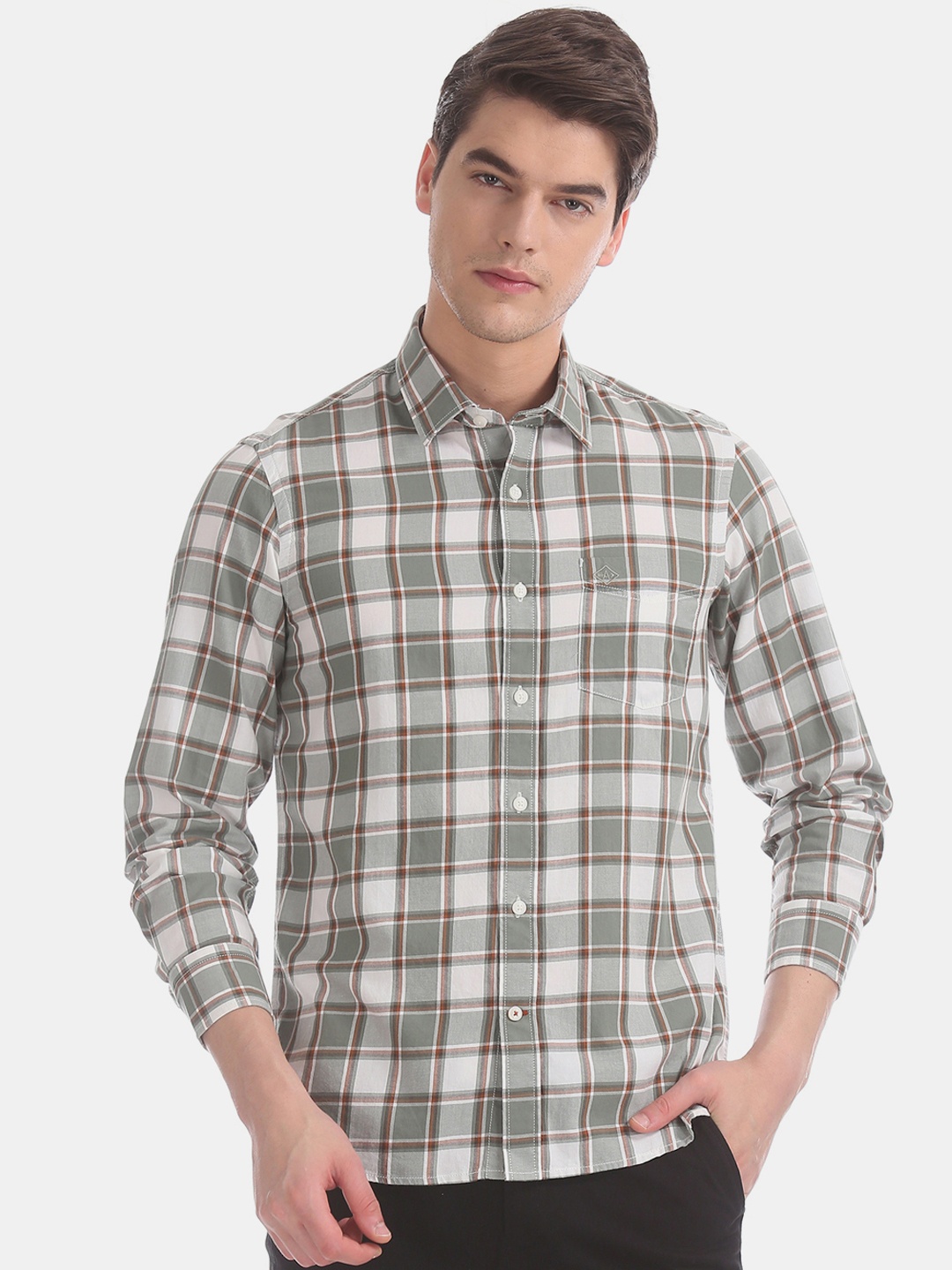 

Arrow Sport Men Green Slim Fit Checked Casual Shirt