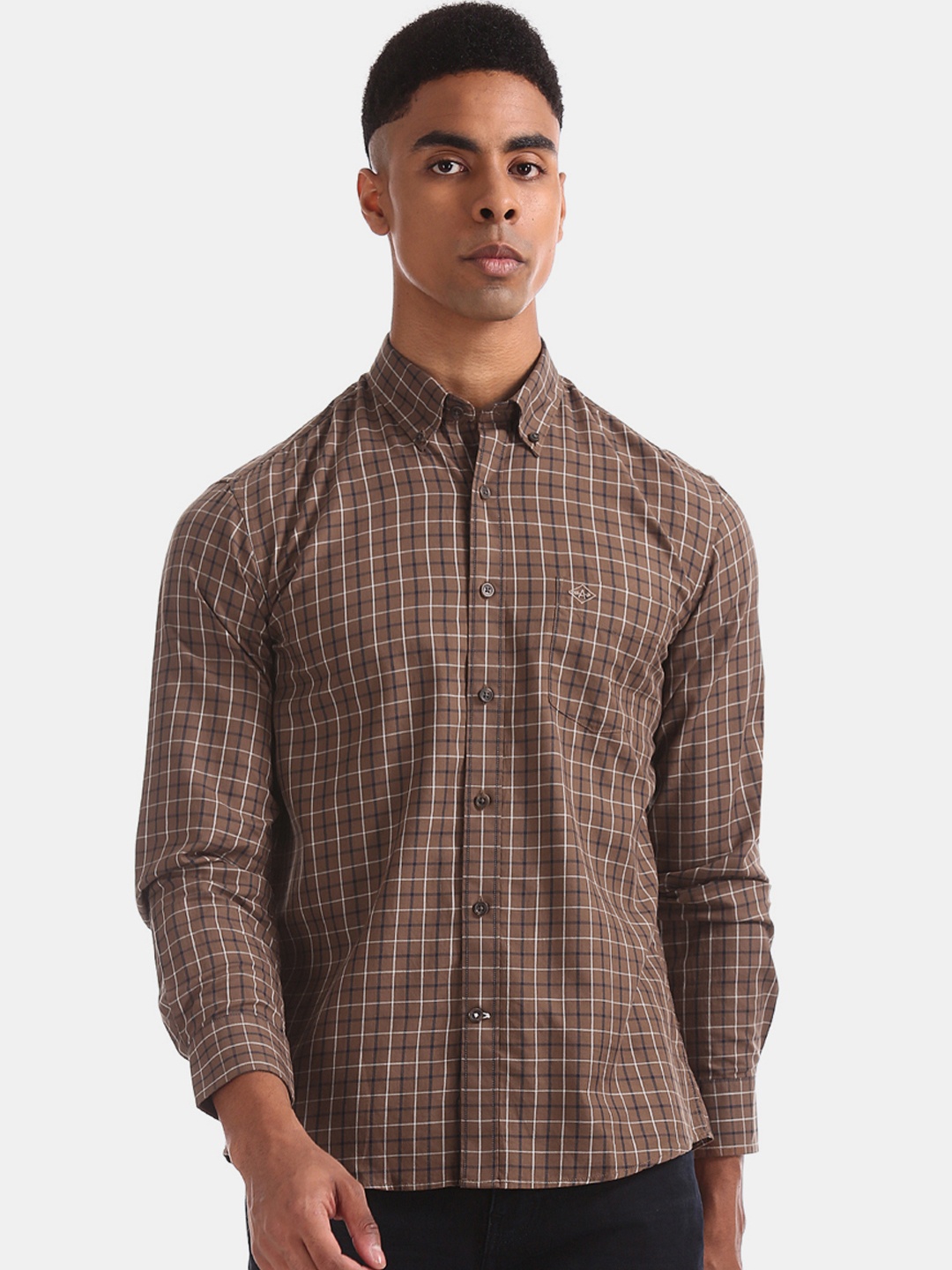 

Arrow Sport Men Brown Regular Fit Checked Casual Shirt