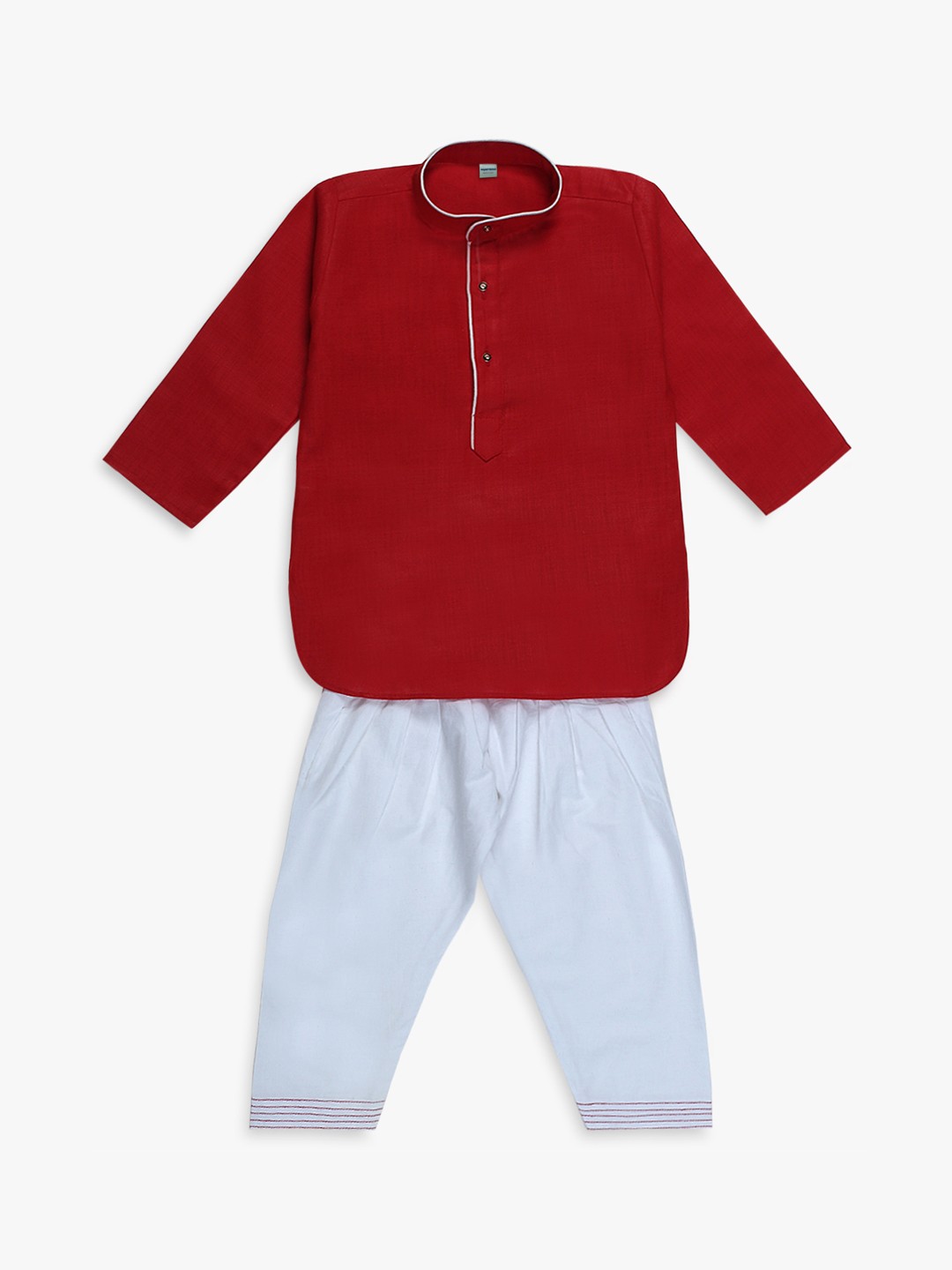 

Superminis Boys Red & White Solid Kurta with Pyjamas