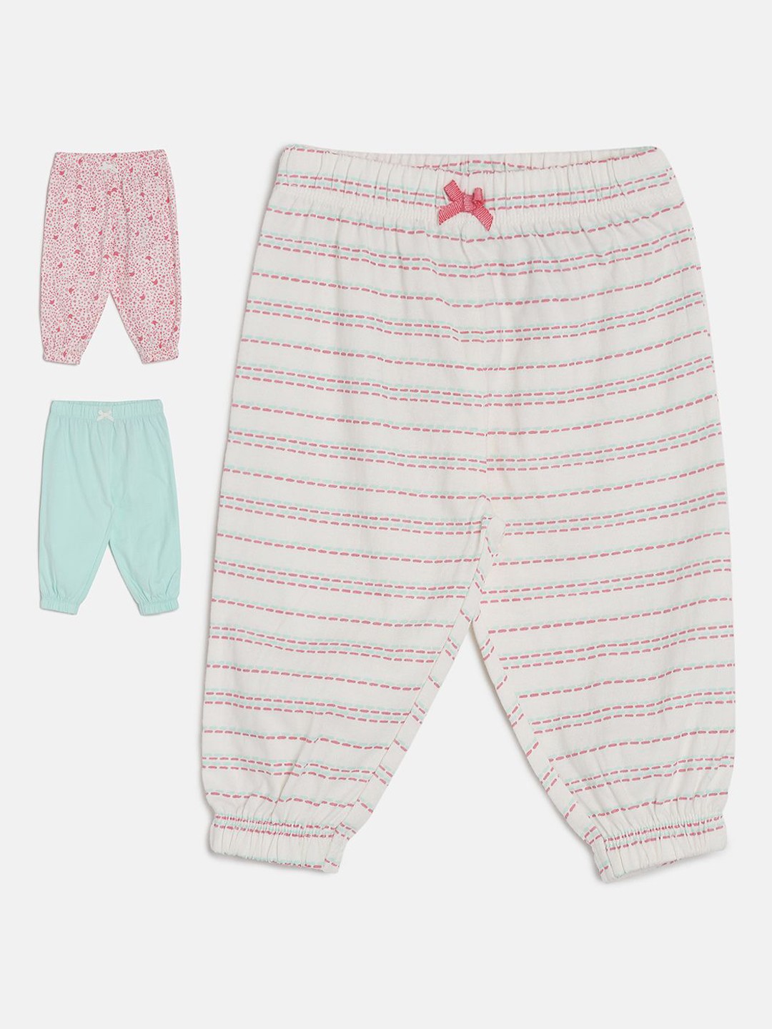 

MINI KLUB Girls Pack of 3 Pure Cotton Joggers, White